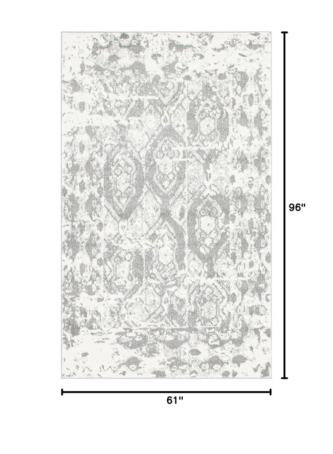 Unique Loom Rosso Collection Area Rug - Piazza (5' 1" x 8' Rectangle Light Gray/Ivory)