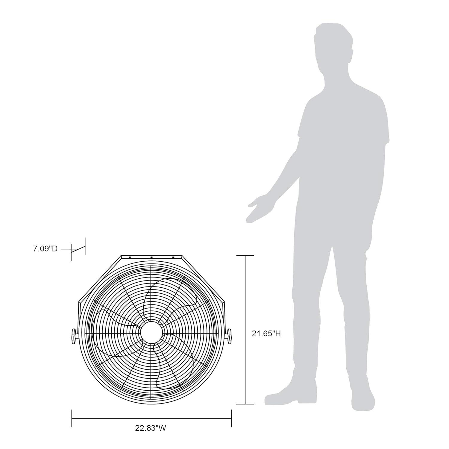 Newair Newair 18" High Velocity Wall Mount Fan, Heavy Duty Outdoor Fan, Adjustable Tilt and 3 Speeds up to 4012 CFM, Pull Chain Switch
