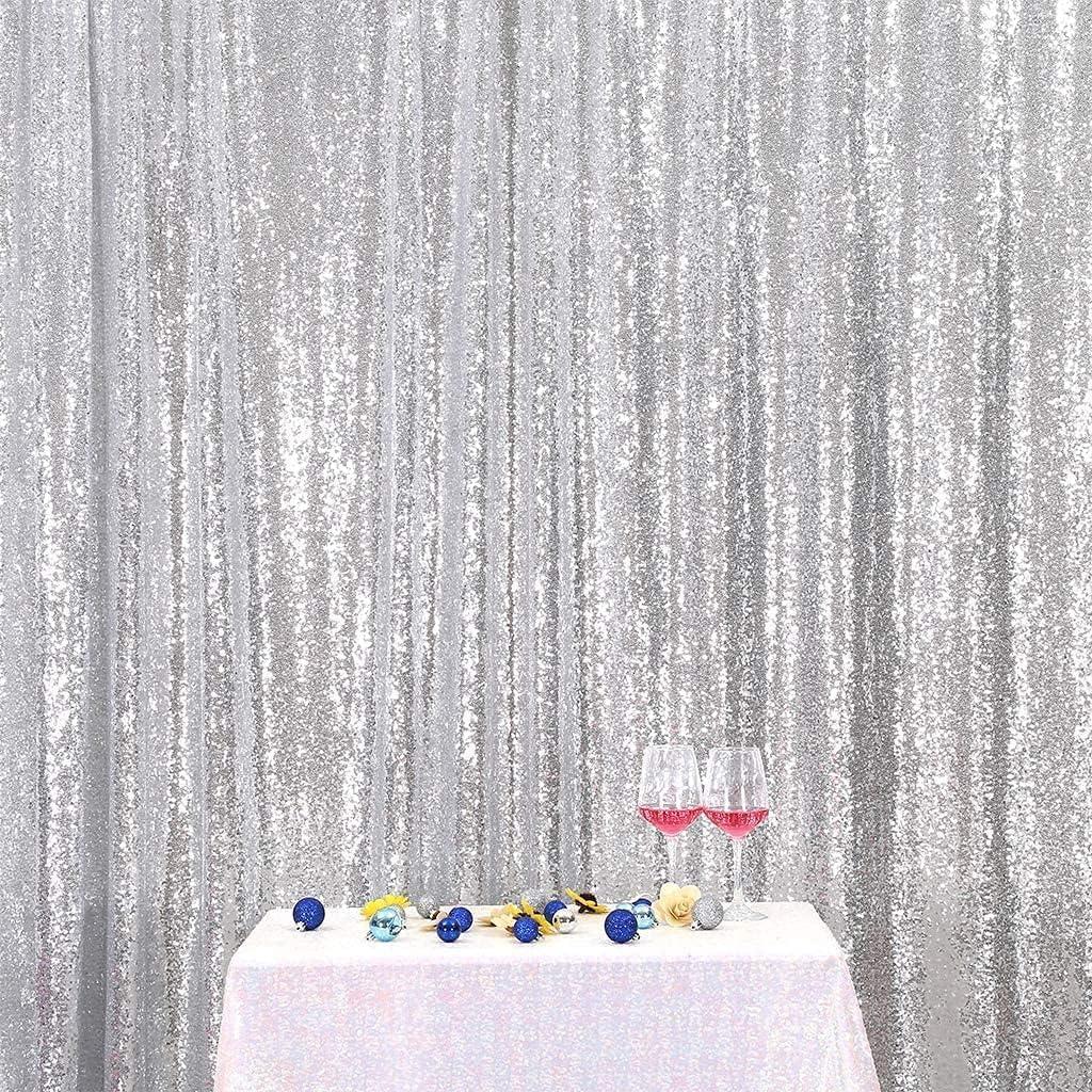 Poise3EHome 6FT x 8FT Silver Sequin Photo Backdrop Curtain for Birthday Wedding Engagement Baby Shower Bachelorette Christmas Party Decorations