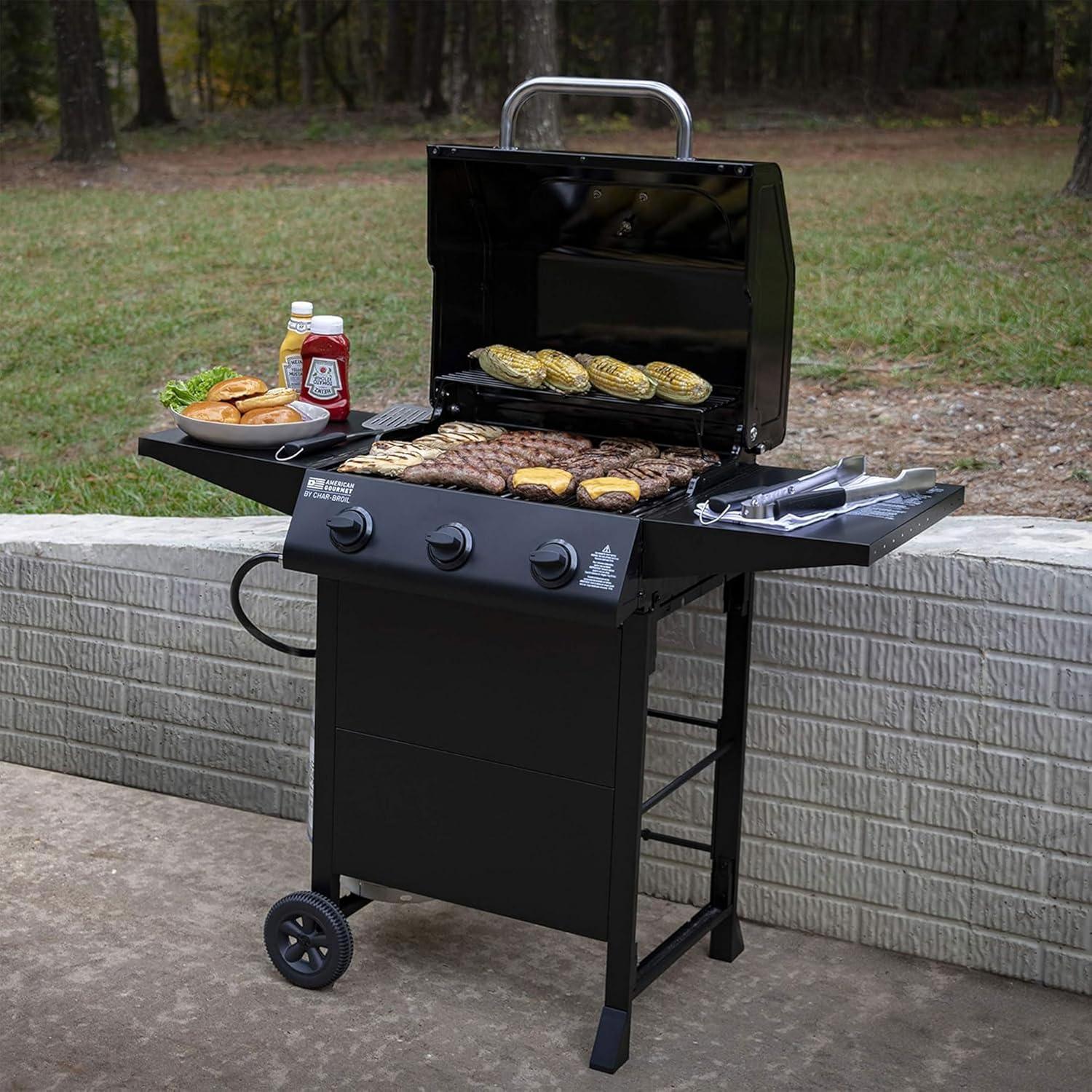 Char-Broil Black 3-Burner Propane Gas Grill with Stainless Steel Burners