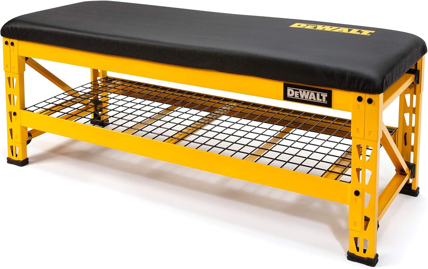 Industrial-Grade Steel Garage Bench with Foam-Padded Seat and Wire Shelf