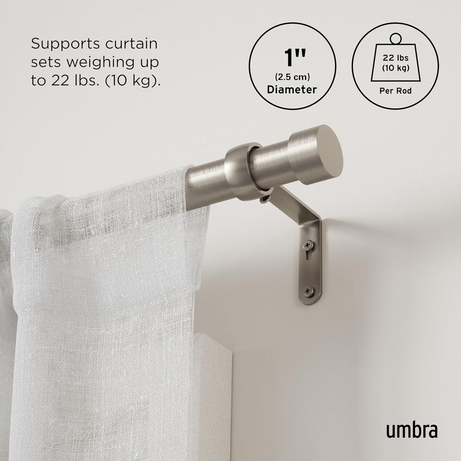 Porta Curtain Rod - Nickel / 36"-66"