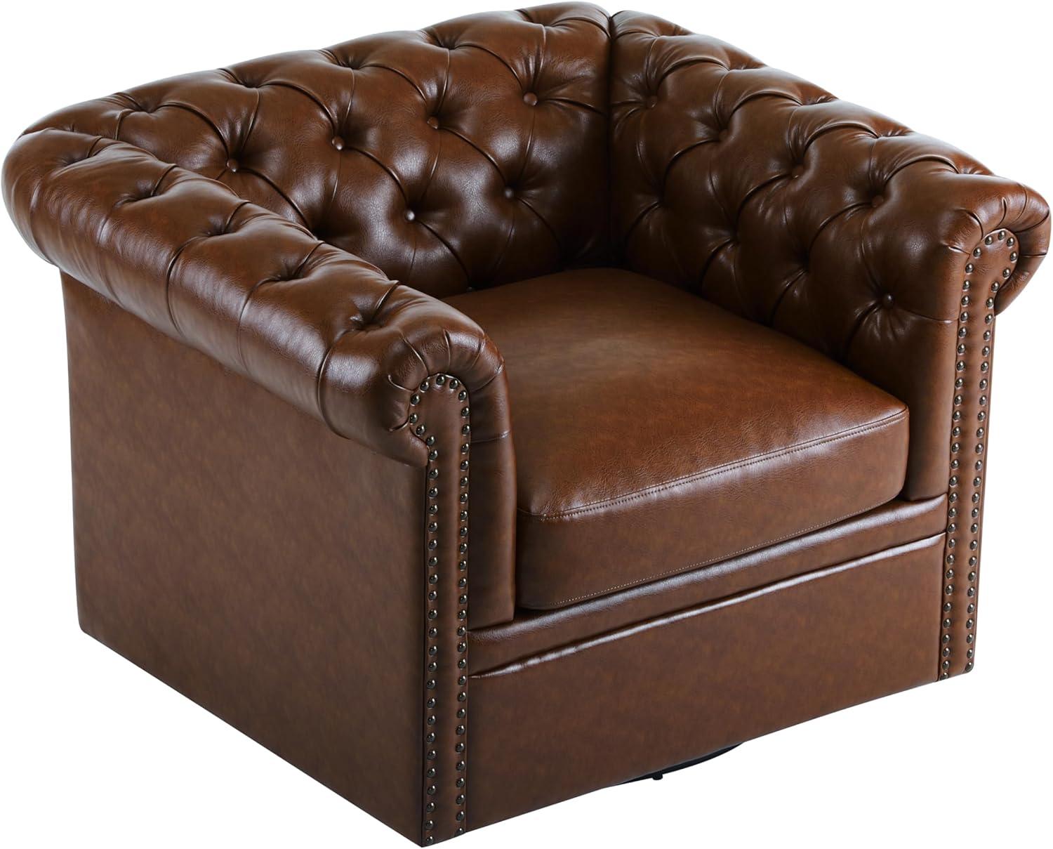 Christopher Knight Home Lawrence Chesterfield Upholstered Swivel Club Chair