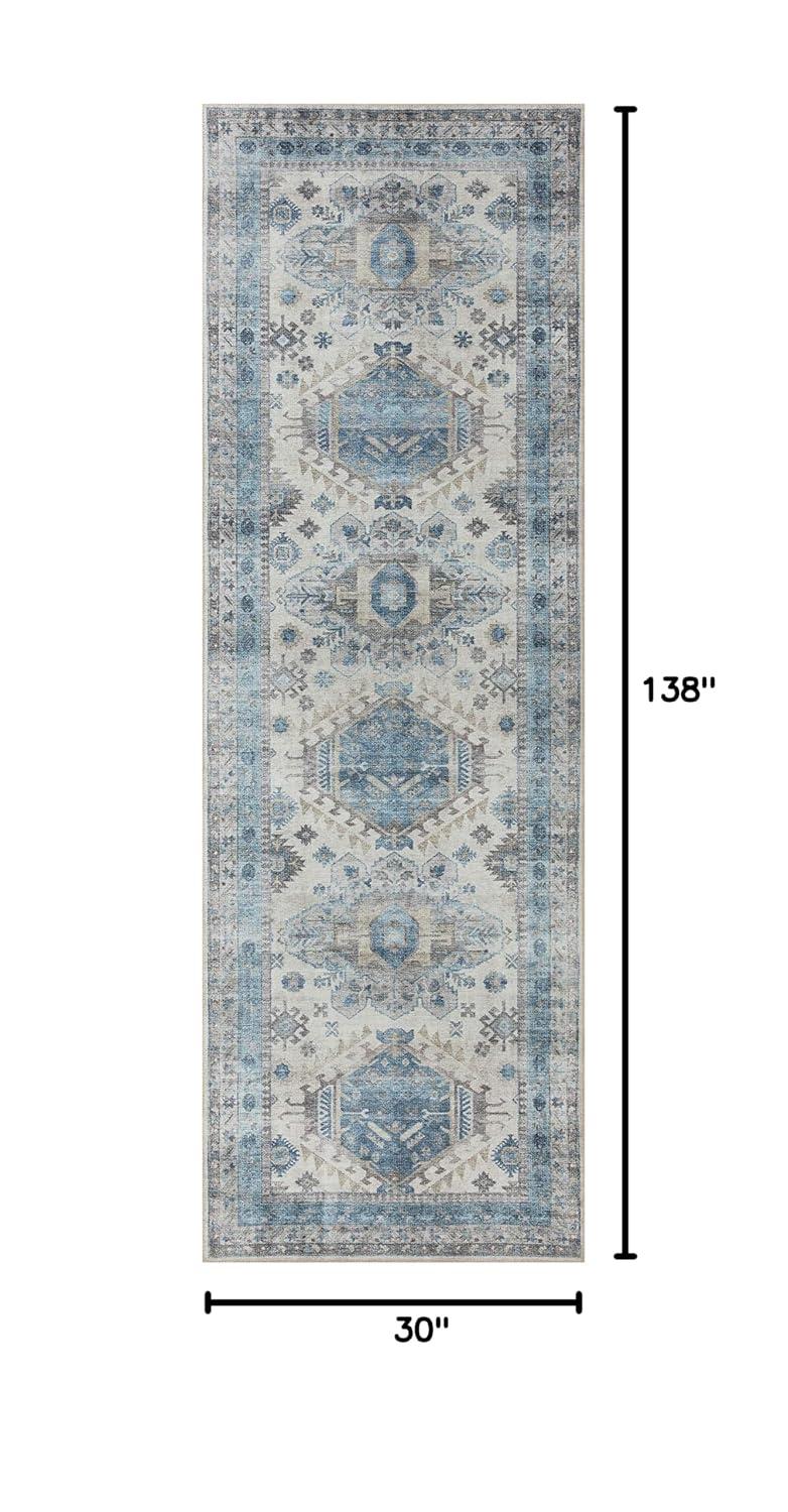 Loloi II Heidi Collection HEI-04 Ivory / Ocean, Southwestern Area Rug 2'-6" x 11'-6"