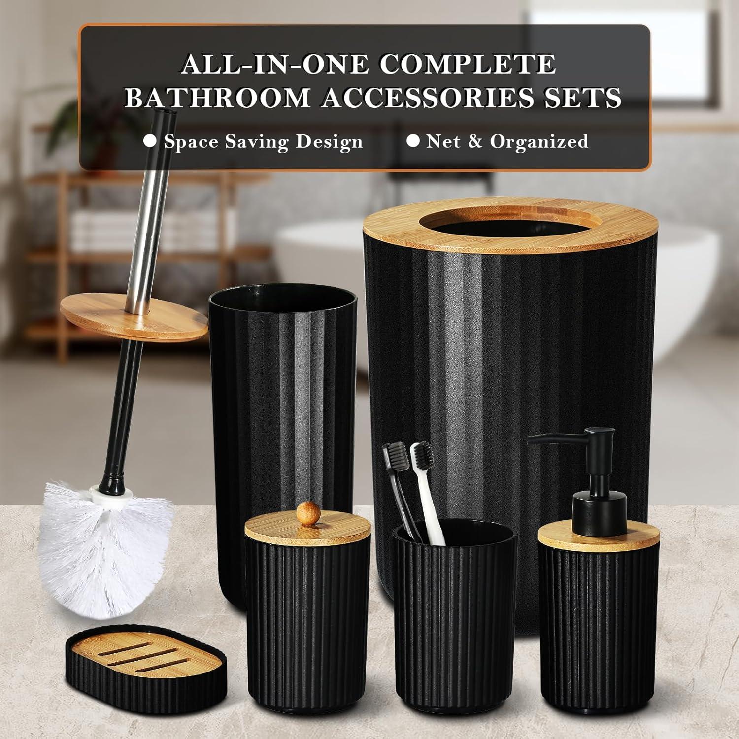 Home-Complete 6-Piece Complete Bathroom Accessories Set (Black)