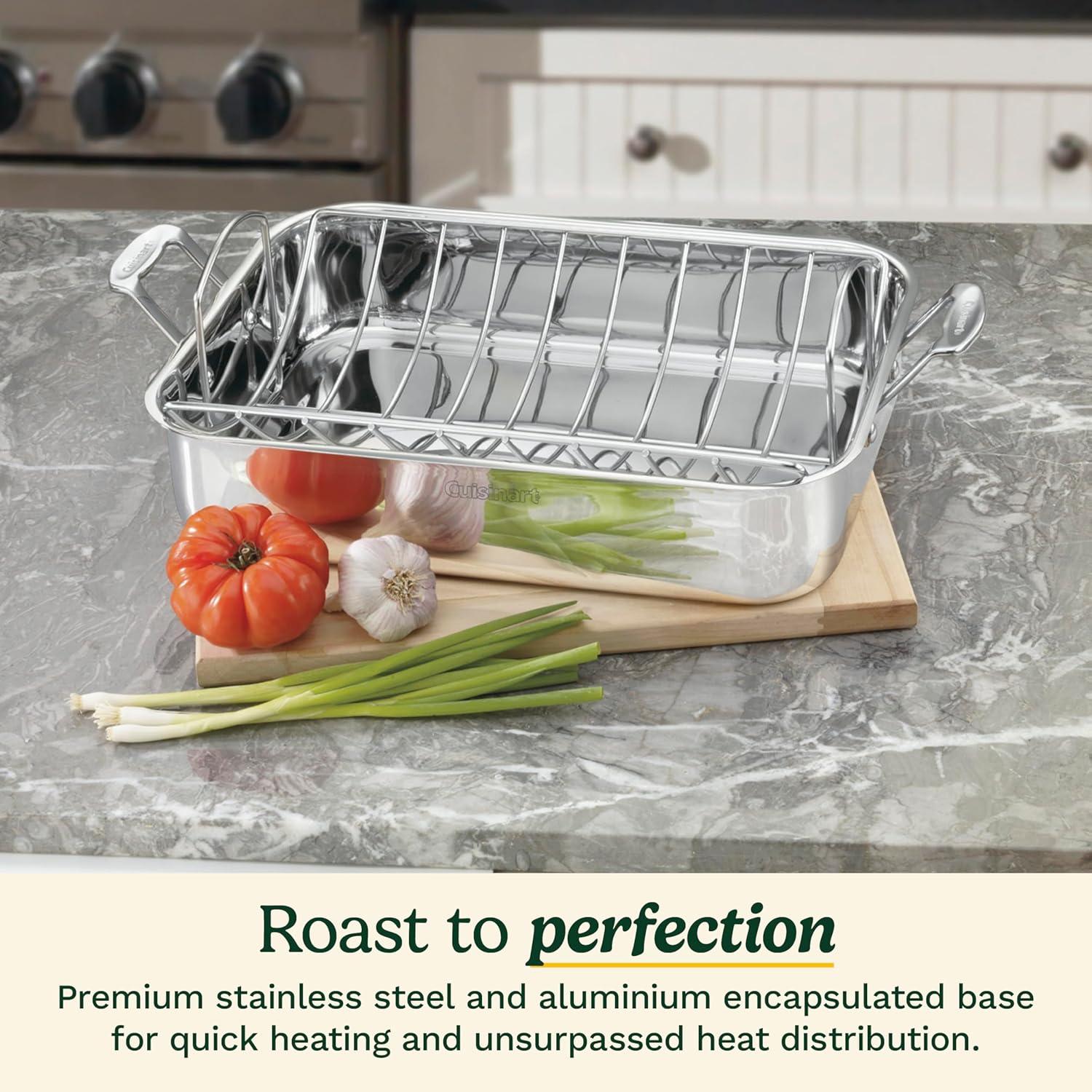 Cuisinart Chef's Classic Stainless Steel Rectangular Roaster with Rack | 16"