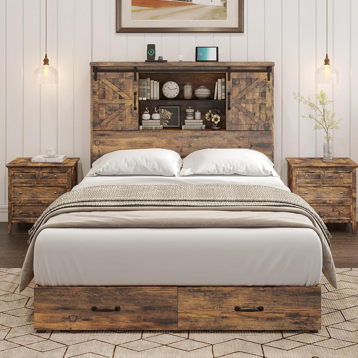 Sherell Wooden Bookcase Bed Frame