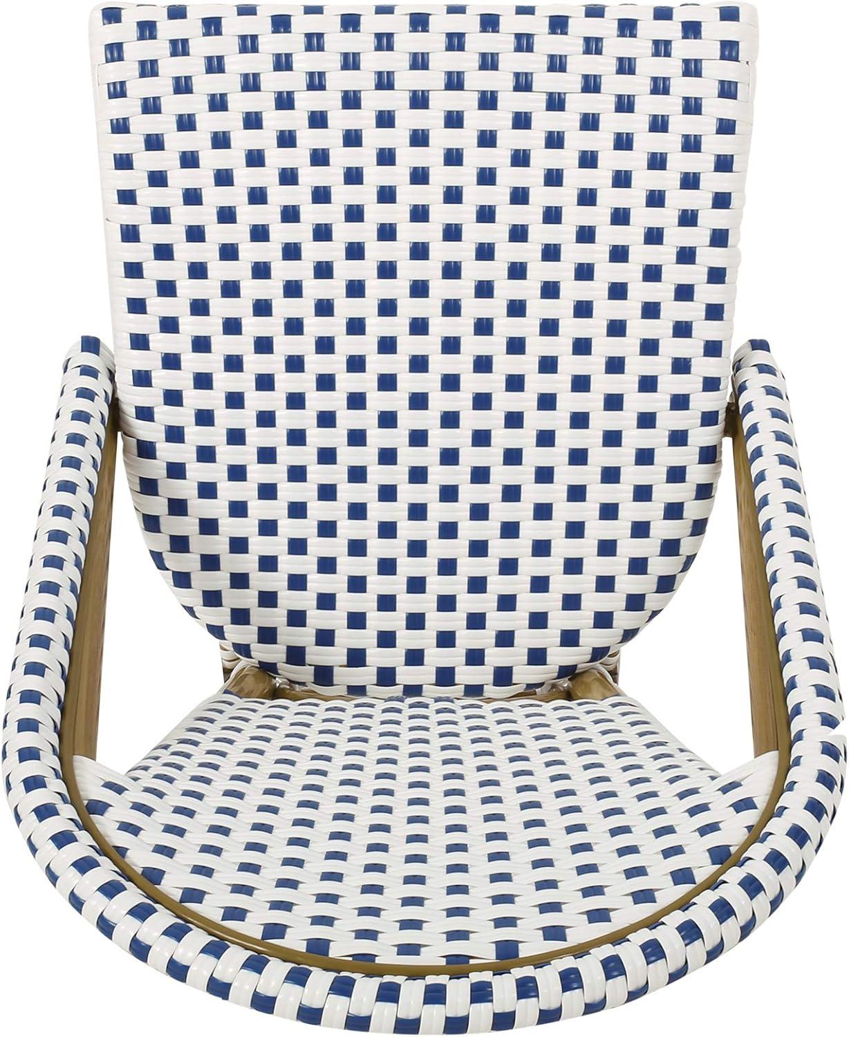 Christopher Knight Home Elize 4pk Outdoor French Cafe Chairs - Blue/White/Bamboo