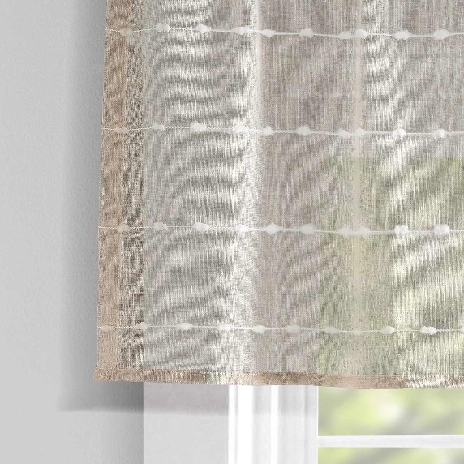 Neutral Textured Sheer Rod Pocket Window Valance 52"W x 18"L