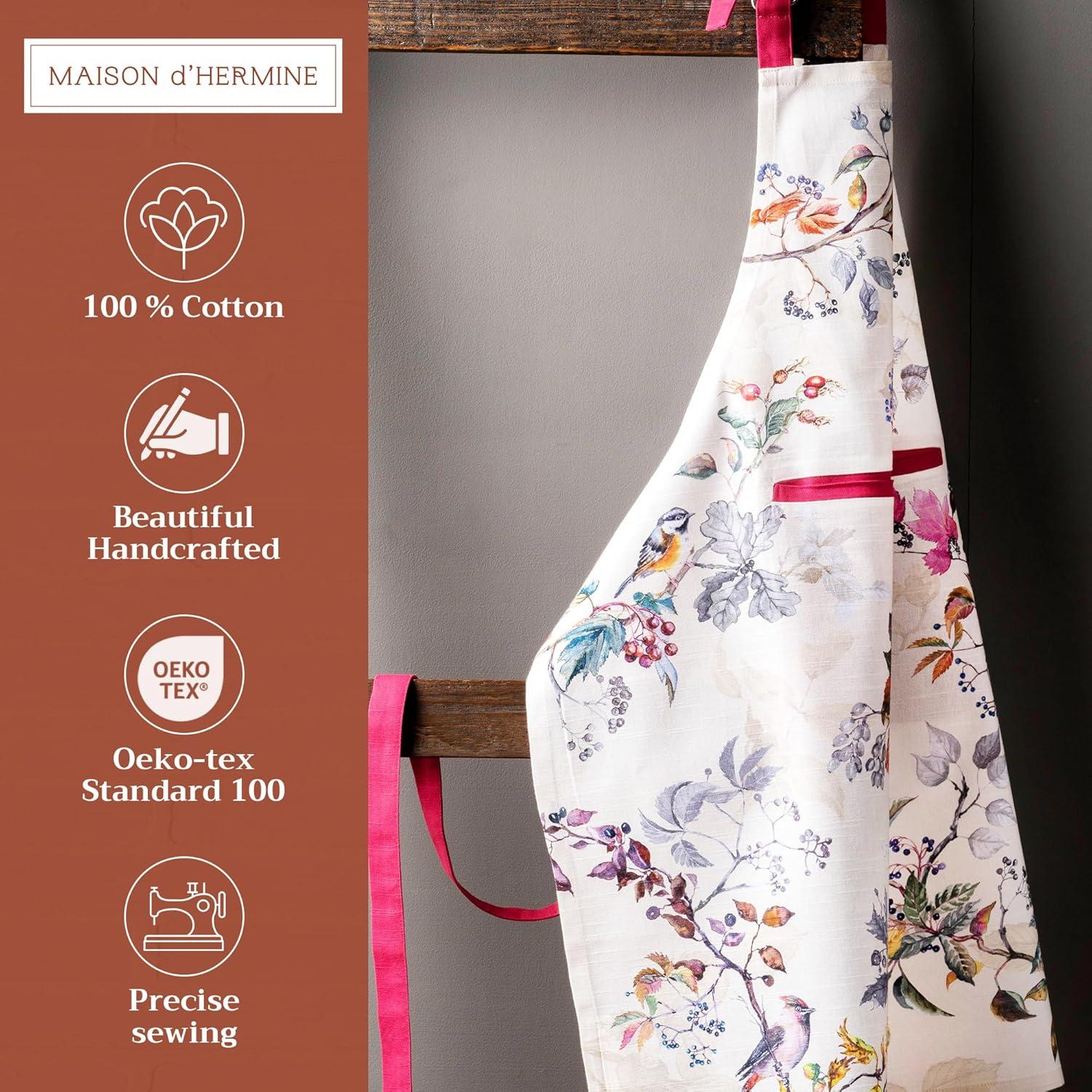 Cotton Apron with Center Pocket, Kitchen Unisex Cloth Apron (1 Piece) with Long Ties for Painting Cooking Baking Restaurant