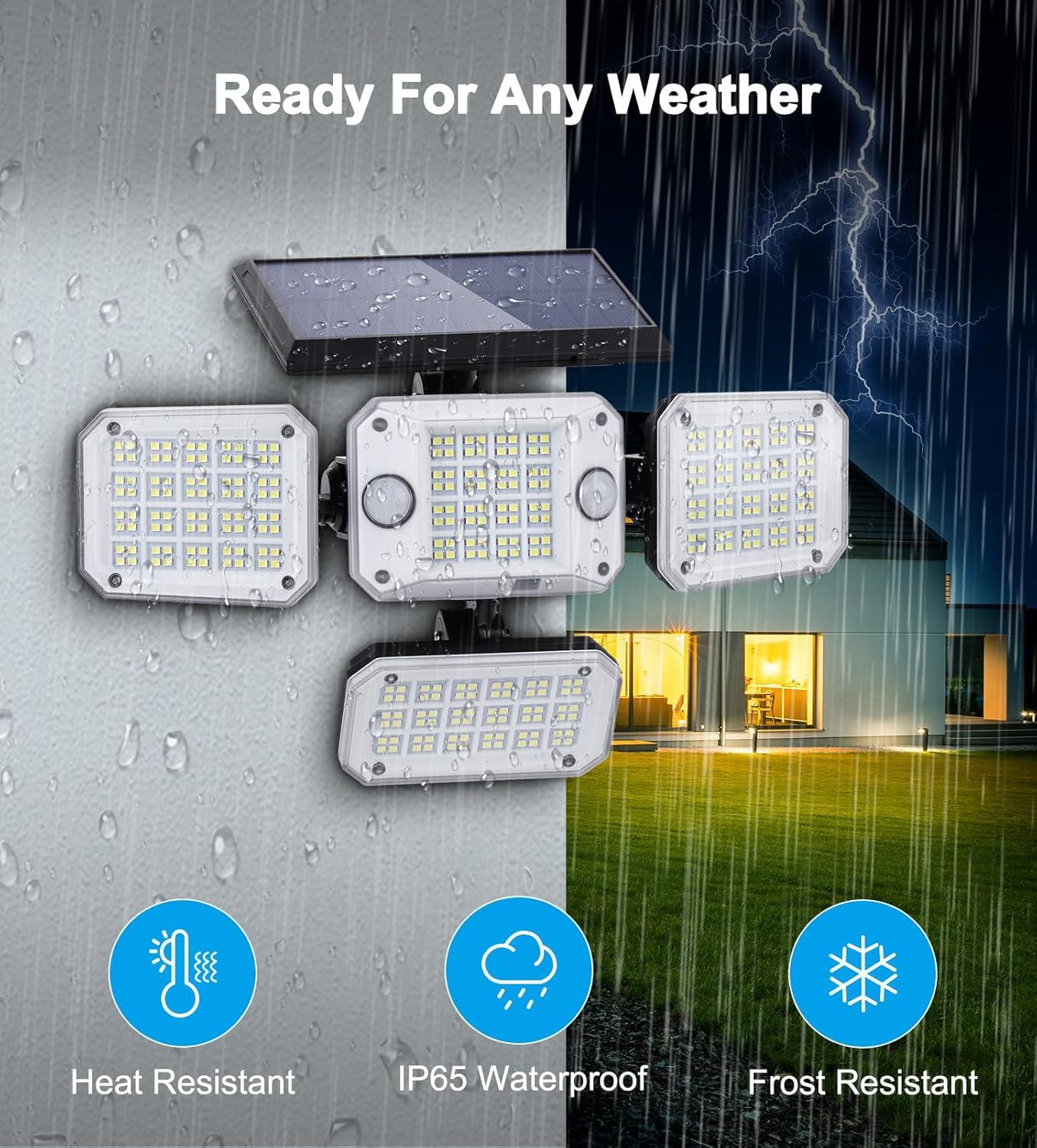 Solar Powered Dual Motion Sensor LED Floodlights with Remote Control