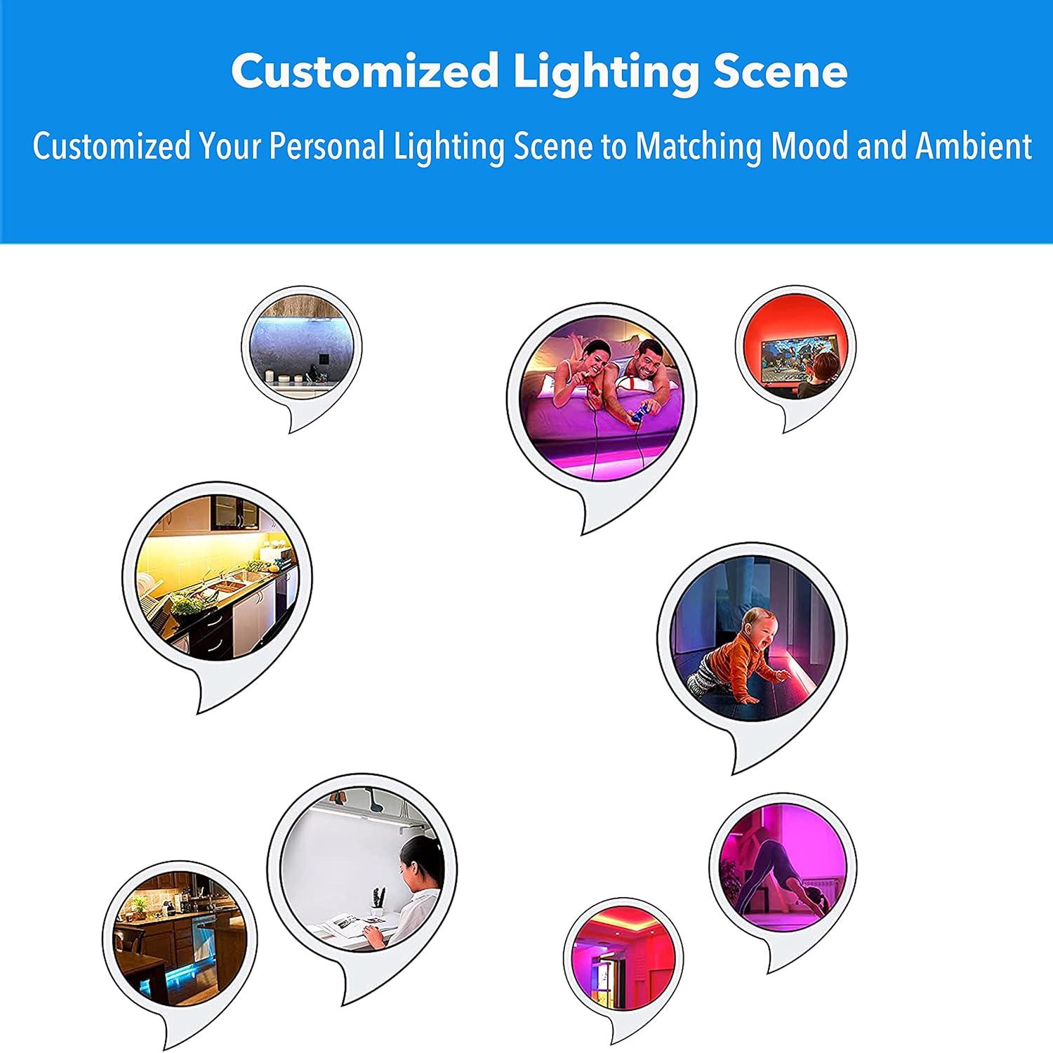 Smart Under Cabinet Lighting Multi Colors LED Strip Lights,Works with Alexa,Google,APP,Music Sync Light Strips for Under Bed,Gaming Room Decor,Kitchen,TV Monitor Backlight,Display Case Wall Light,3PCS