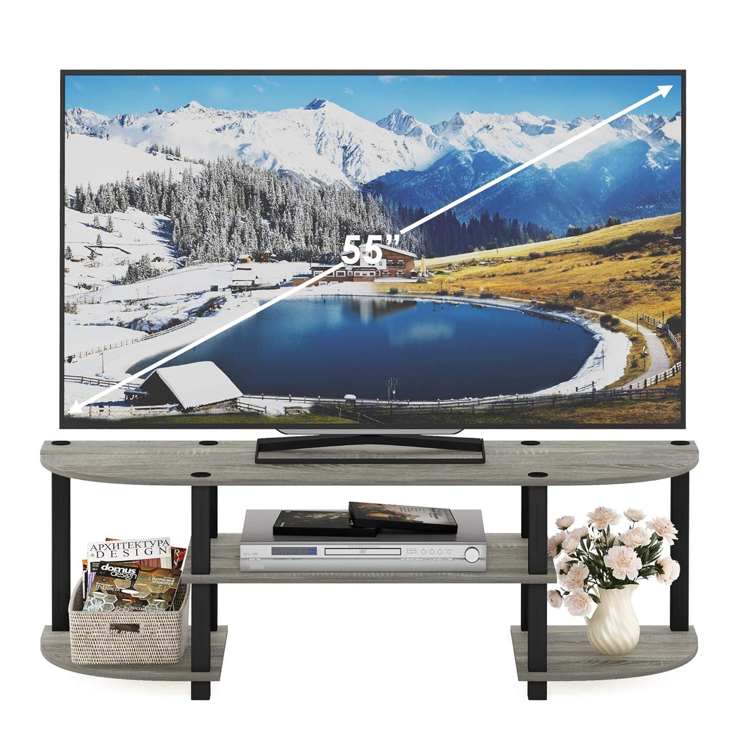 Turn-S-Tube Wide TV Entertainment Center, Oak Grey/Black