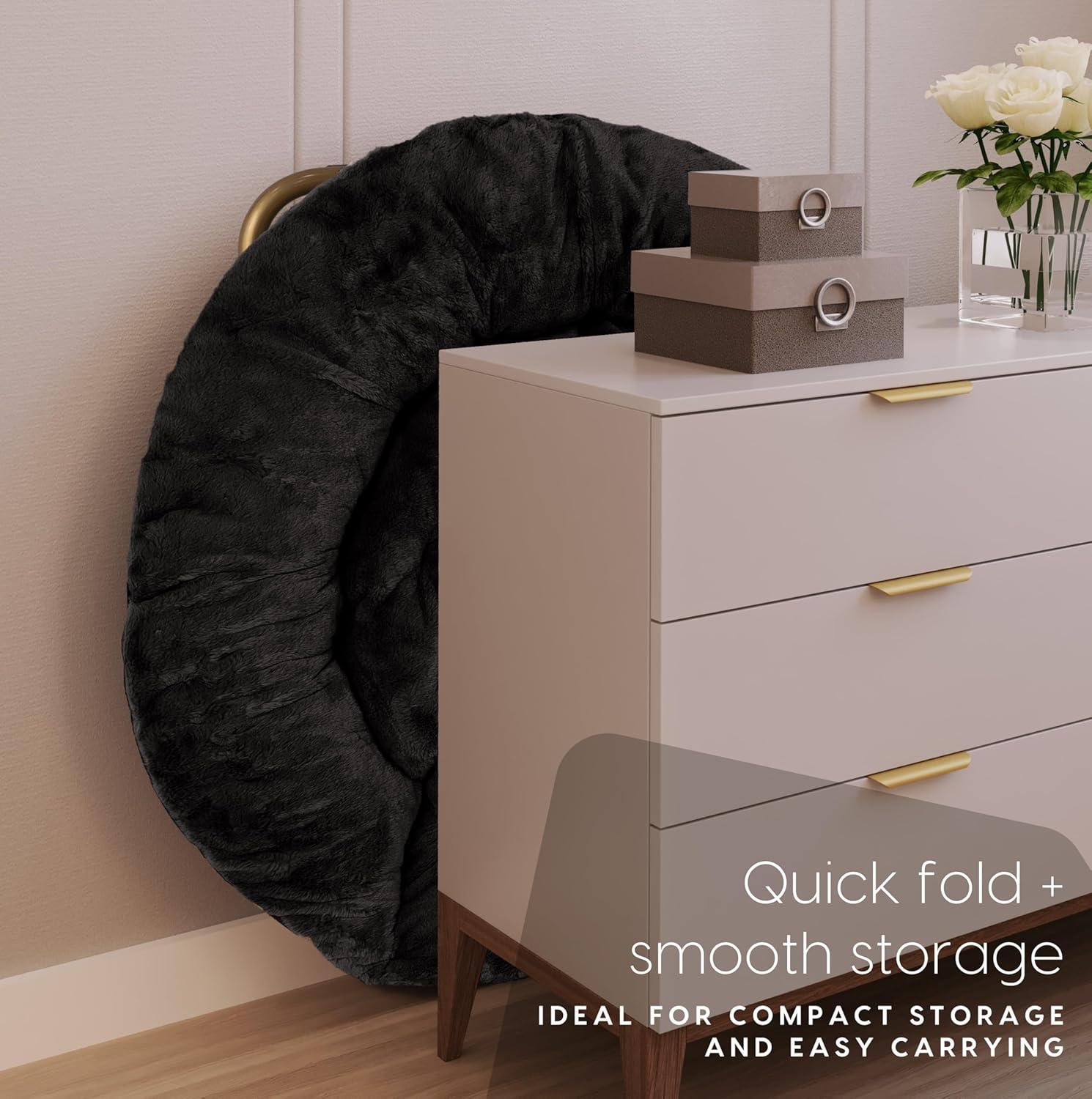 Milliard Cozy Faux Fur Saucer Chair X-Large, Black