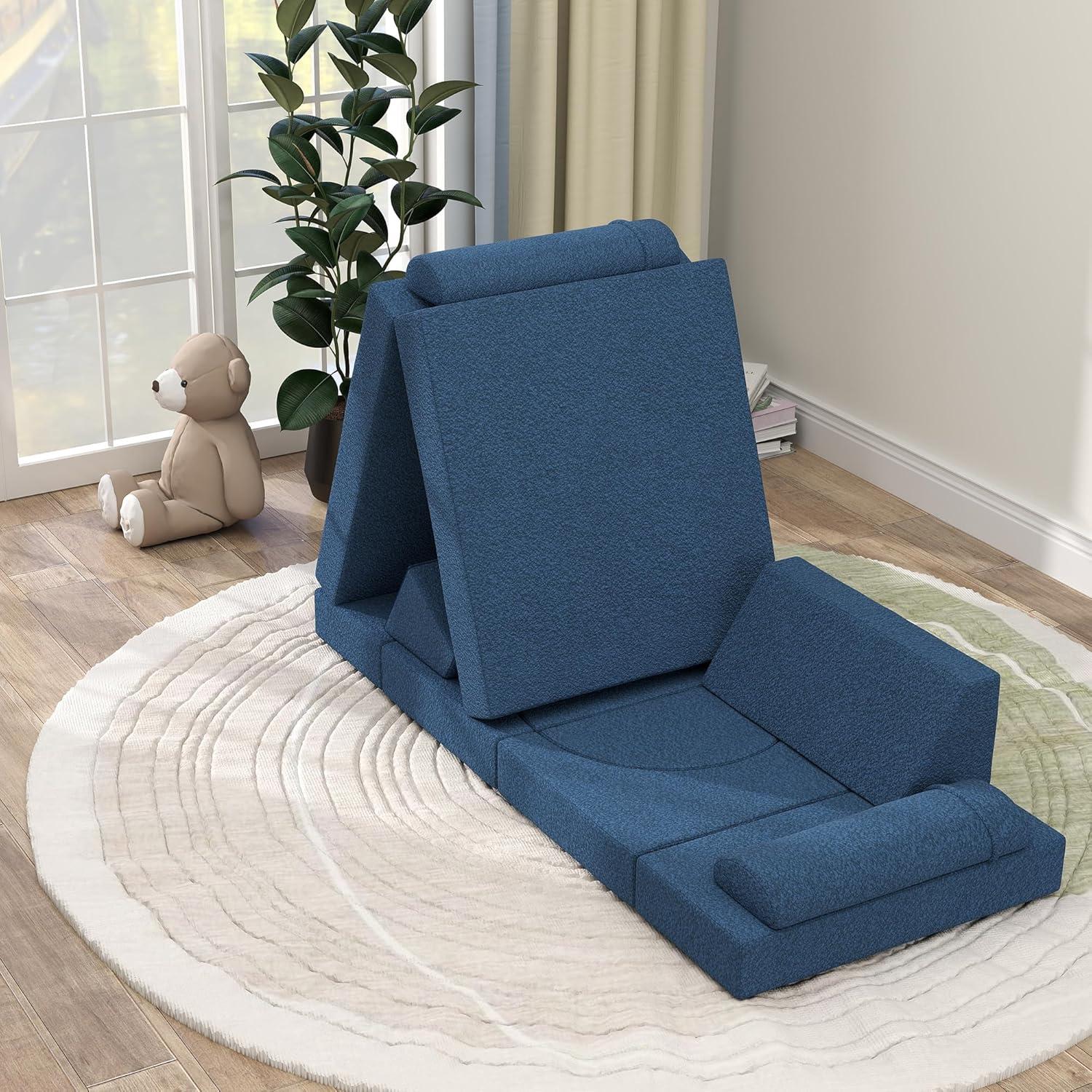 Qaba 12 Pieces Foam Climbing Blocks, Climbing Toys for Toddlers, Indoor Climb and Crawl Activity Playset for Boys and Girls, Blue