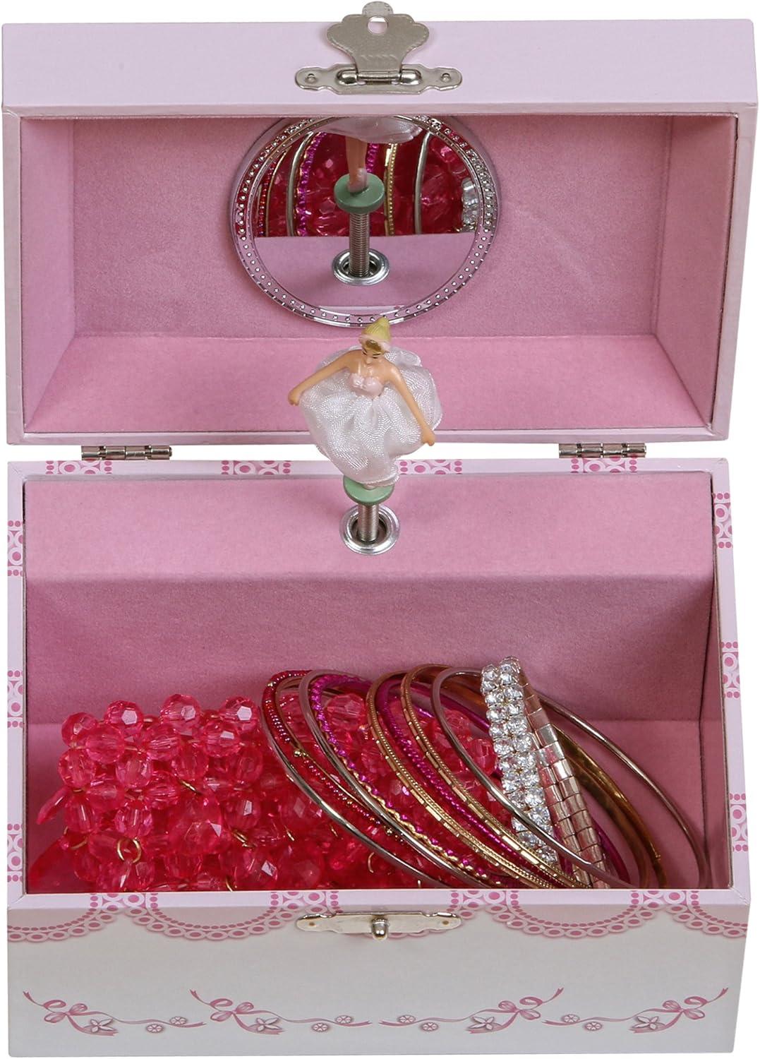 Clarice Pink and White Musical Ballerina Jewelry Box