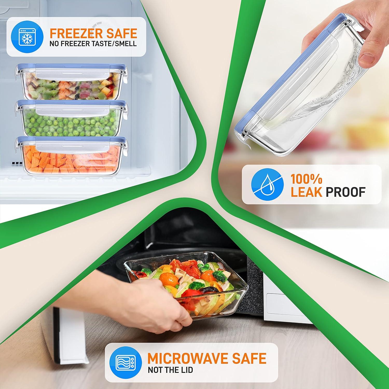 NutriChef 30oz. Glass Food Storage Container