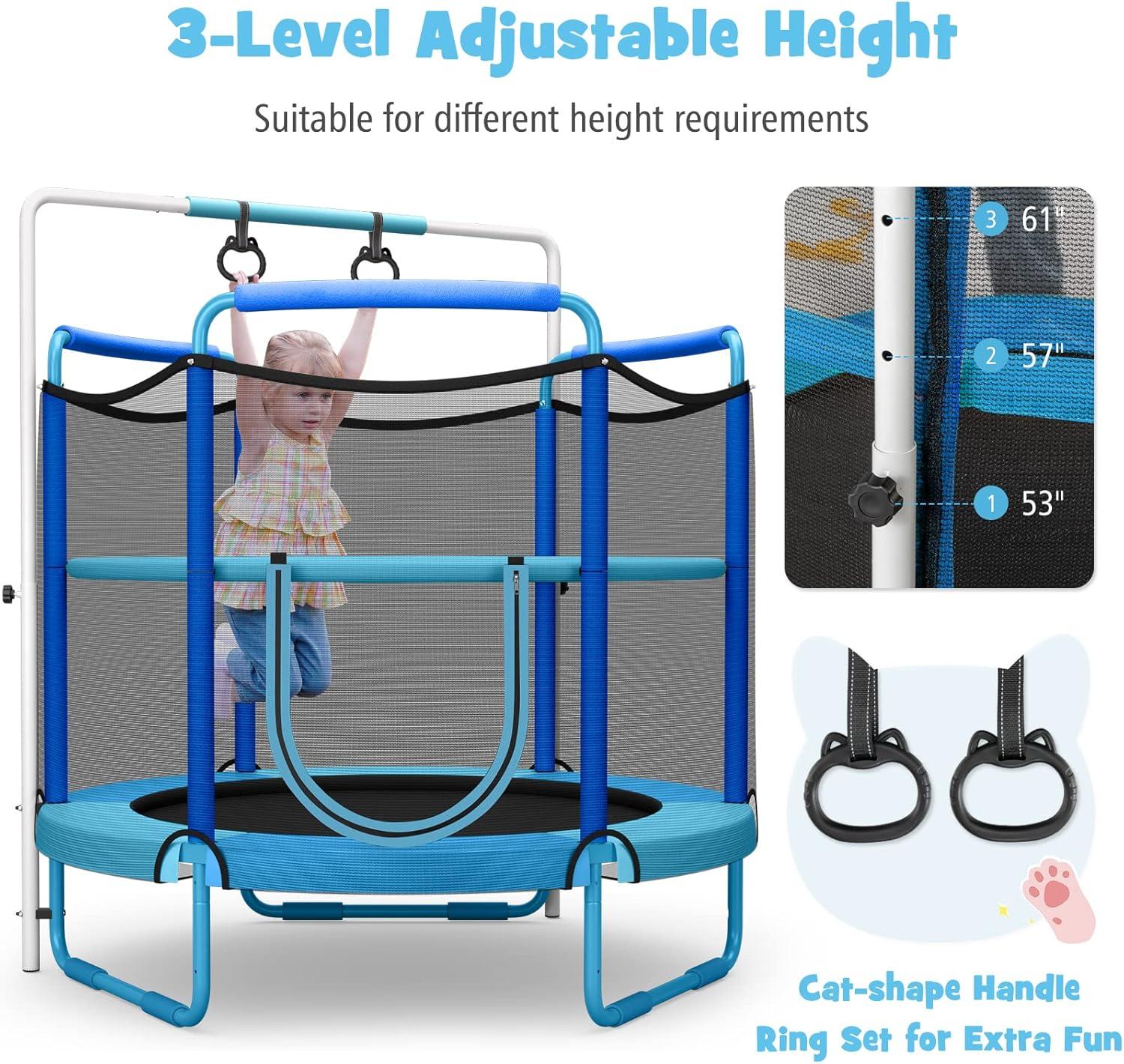 Gymax 5FT Kids 3-in-1 Game Seamless Trampoline W/ Enclosure Net Spring Pad In/ Outdoor