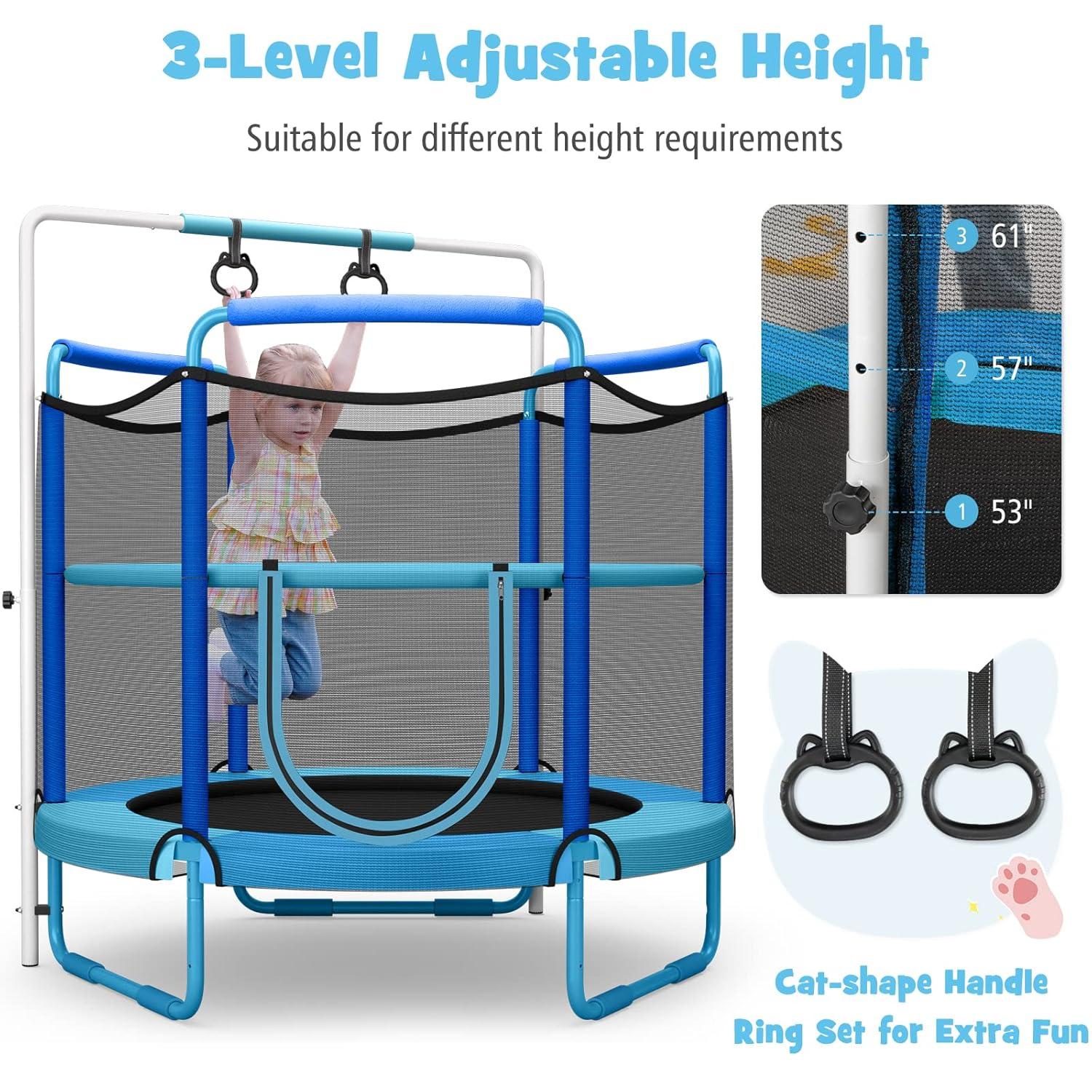 Gymax 5FT Kids 3-in-1 Game Seamless Trampoline W/ Enclosure Net Spring Pad In/ Outdoor