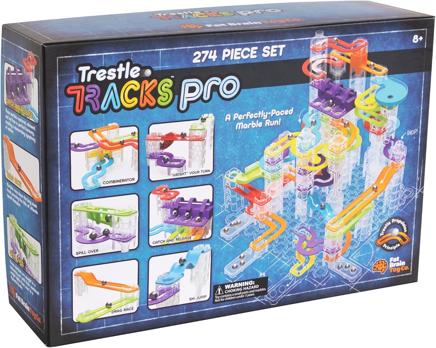 Fat Brain Toys Trestle Tracks Pro - 274-Piece Modular Marble Run, STEAM Toy, Ages 8+