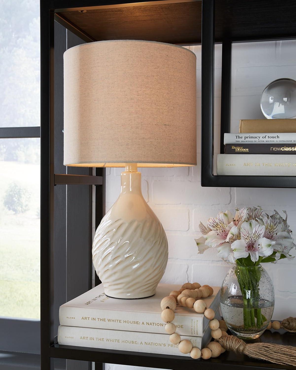 Signature Design by Ashley Garinton Ceramic Table Lamp, Cream