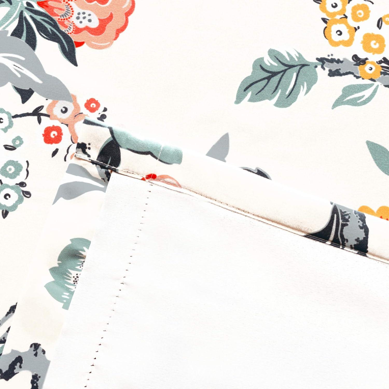 DriftAway Ada Floral Lined Thermal Insulated Room Darkening Blackout Grommet Window Curtains, 2 Panels, 52" x 72", Ivory Orange Teal