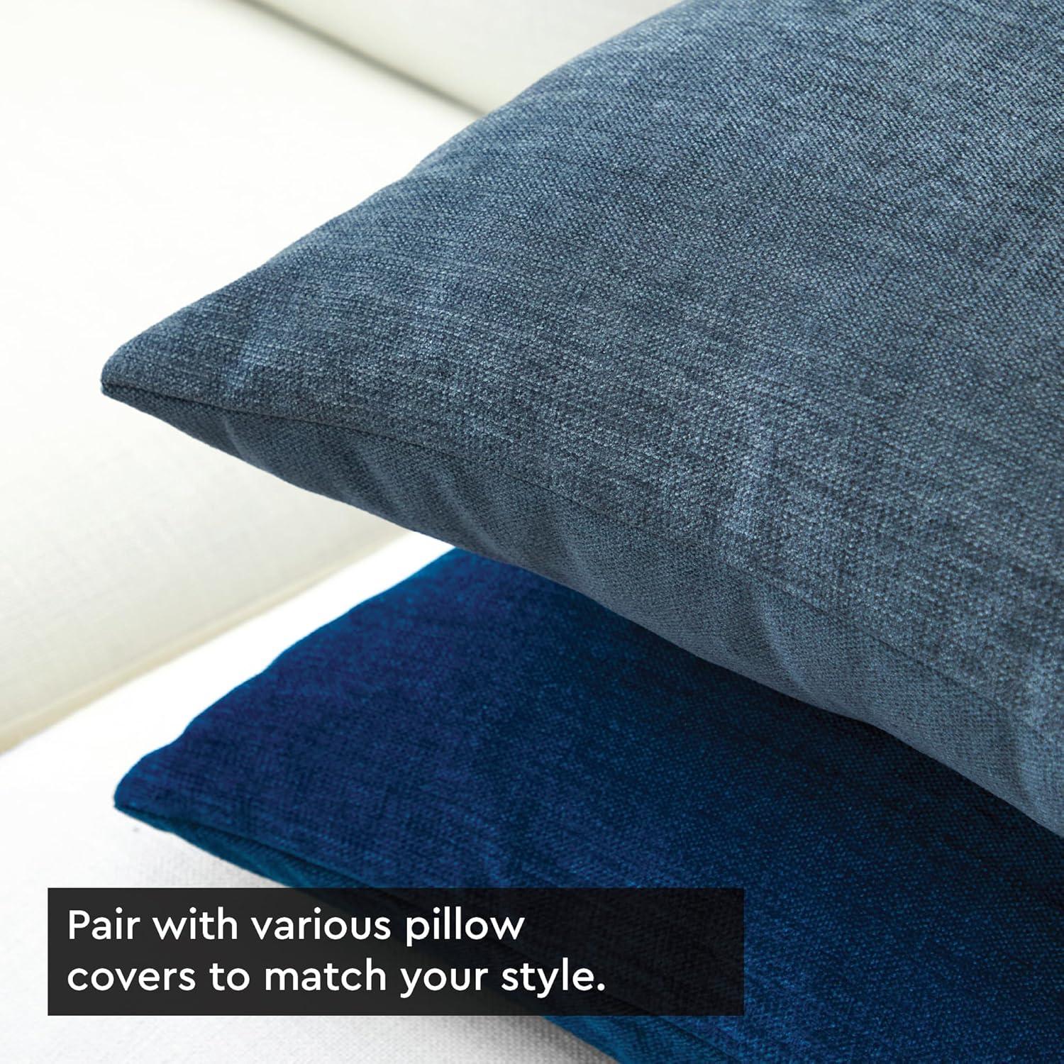 PAVILIA Set of 2 Throw Pillow Covers, Decorative Velvet Square Cushion Cases for Bed Sofa Couch Bedroom Living Room, Navy Blue/20 x 20
