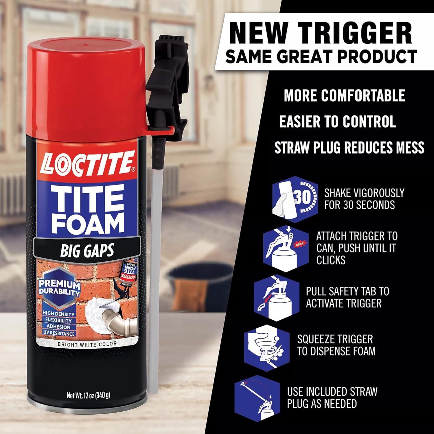 Loctite Tite Foam Insulating Foam Sealant Big Gaps, Pack of 1, White 12 oz Can