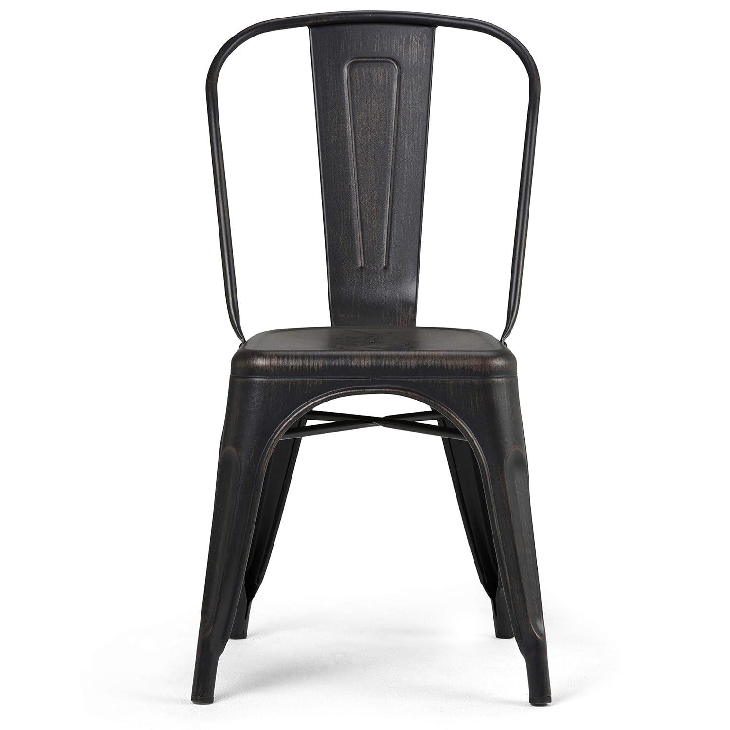 Simpli Home Fletcher Industrial Iron Dining Chair with Stackable Design and Protective Rubber Caps (Set of 2) (Set of 2)