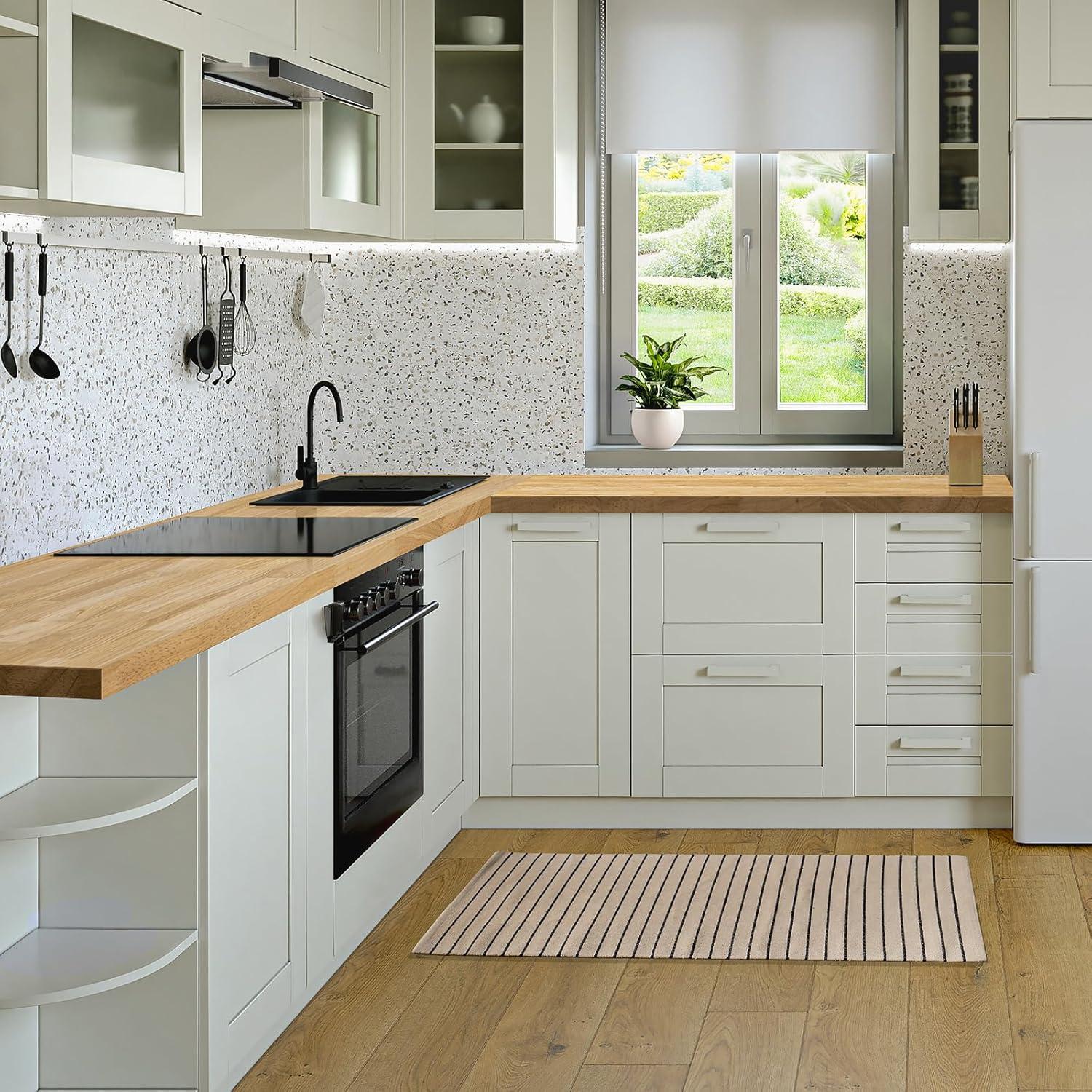Bme Hevea Solid Wood Butcher Block Countertop, Unfinished Butcher Block Table Top for DIY Washer Dryer/Island/Kitchen Countertop, 3ft L x 25" W, 1.5in Thick