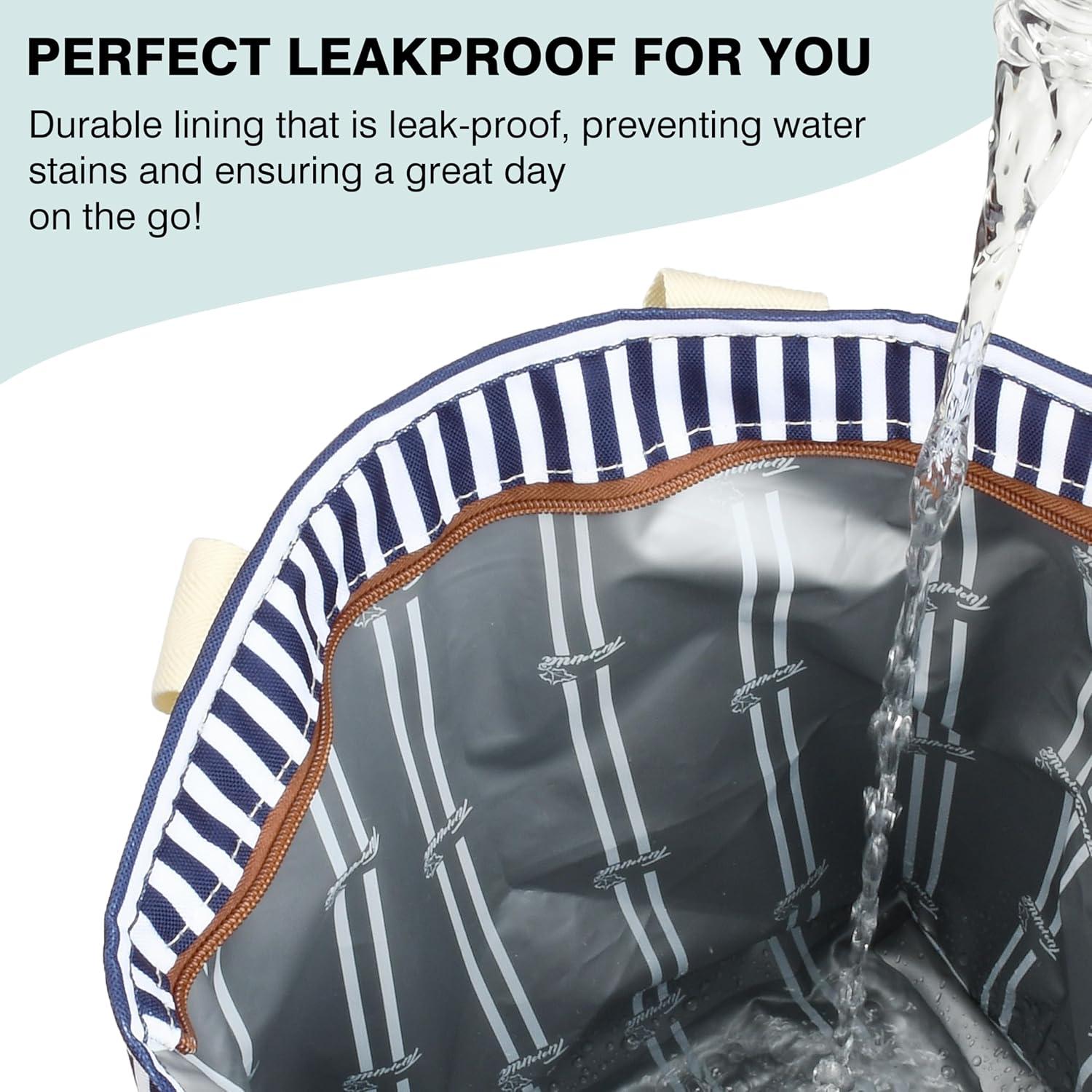 Solaris Insulated Cooler Bag, 3 Layer Leakproof Soft Cooler tote bag, Collapsible Waterproof Grocery Thermal Bag, Gift Ideas for Picnic, Gray Strip