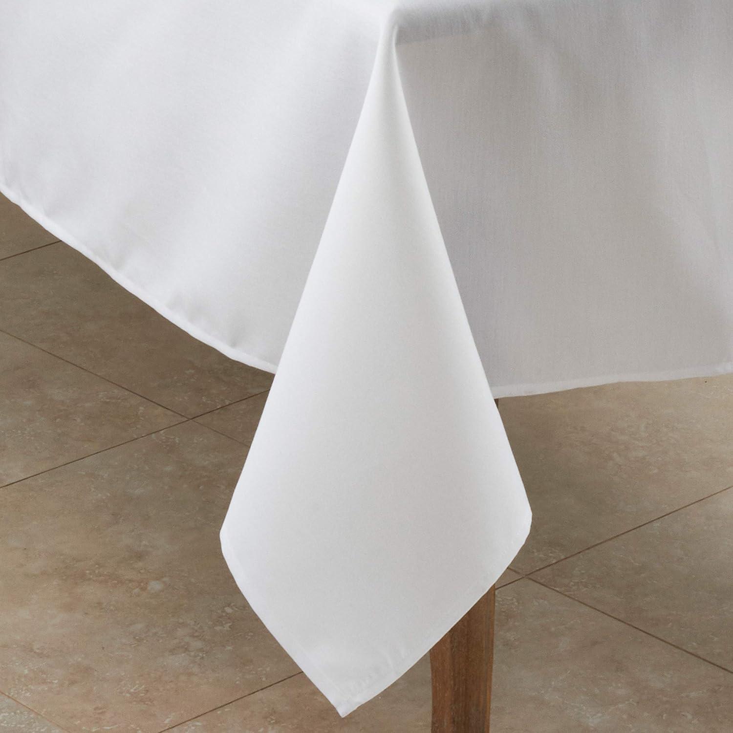 Saro Lifestyle Solid Color Everyday Tablecloth, White, 65" x 104"