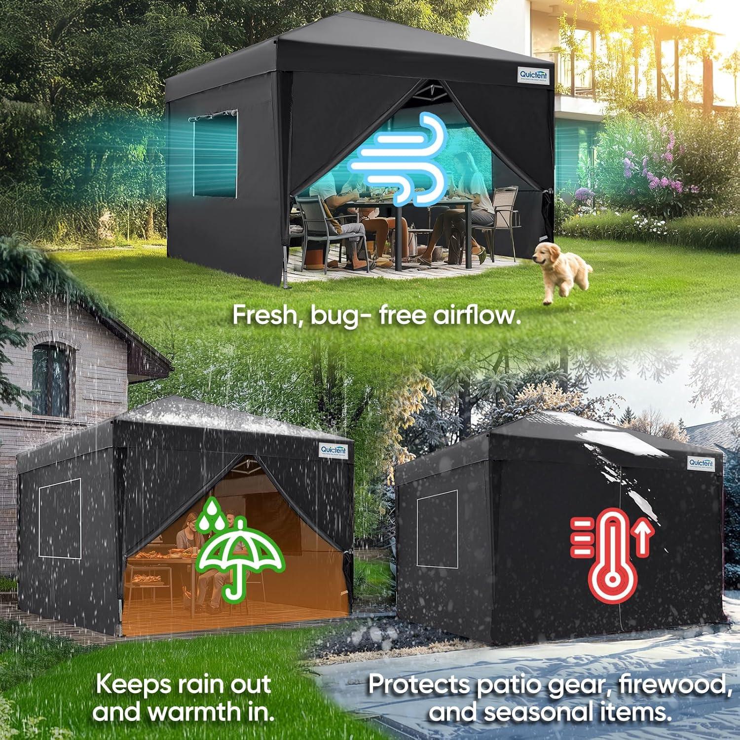 Quictent Privacy 8x8 Pop up Canopy Tent with Sidewalls and Roll-up Ventilated Windows, One Person Setup, Easy Outdoor Commercial Gazebo Shelter Enclosed Waterproof, Bonus 4 Sandbags