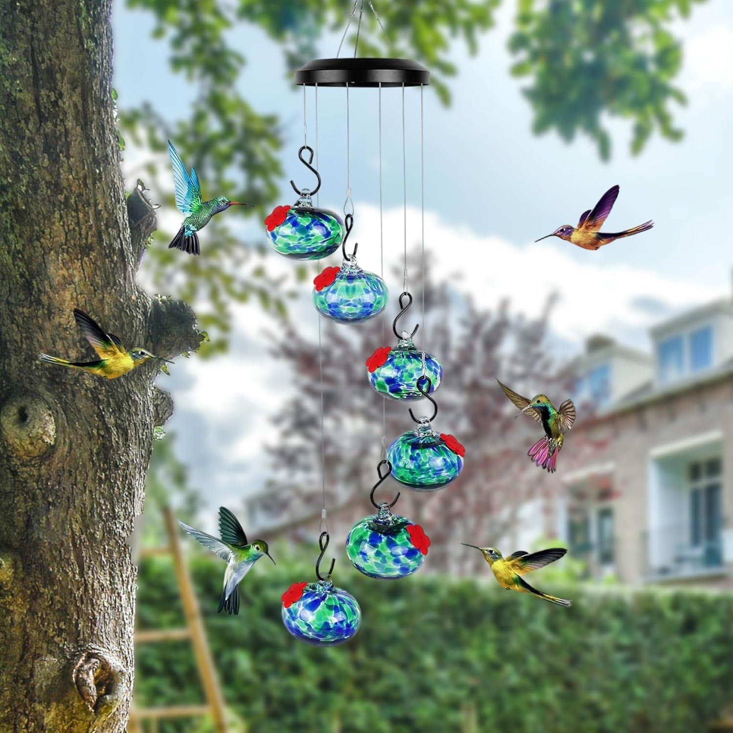 2025 New Charming Wind Chimes Hummingbird feeders,Window Bird feeders for Viewing,Bird feeders for Outdoors Hanging ant and bee Proof
