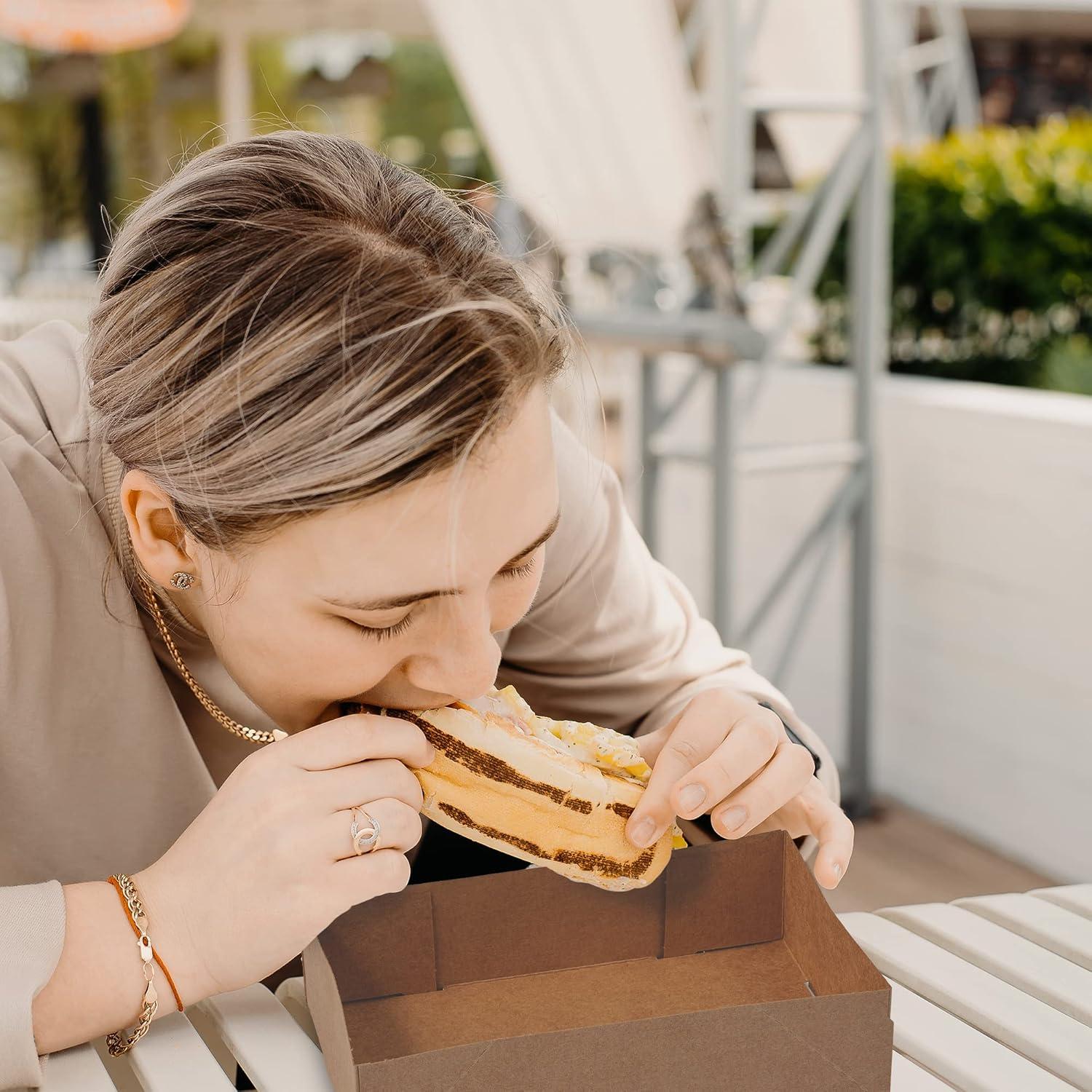 MT Products Brown Paperboard Food and Drink Tray - Pop-Up J-Type Rectangular - Pack of 25