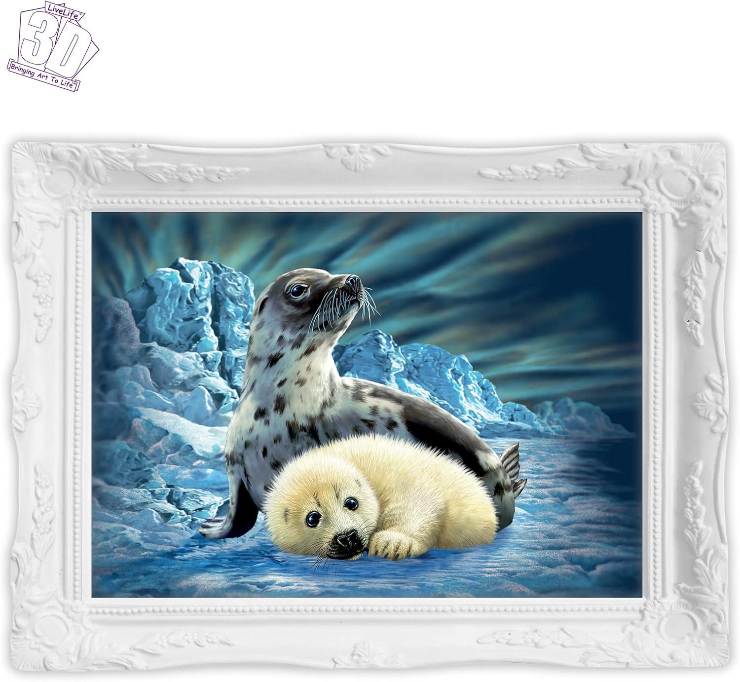 3D LiveLife Lenticular Wall Art Prints - Harp Seals from Deluxebase. Unframed 3D Ocean Poster. Perfect wall decor. Original artwork licensed from renowned artist, Steven Michael Gardner