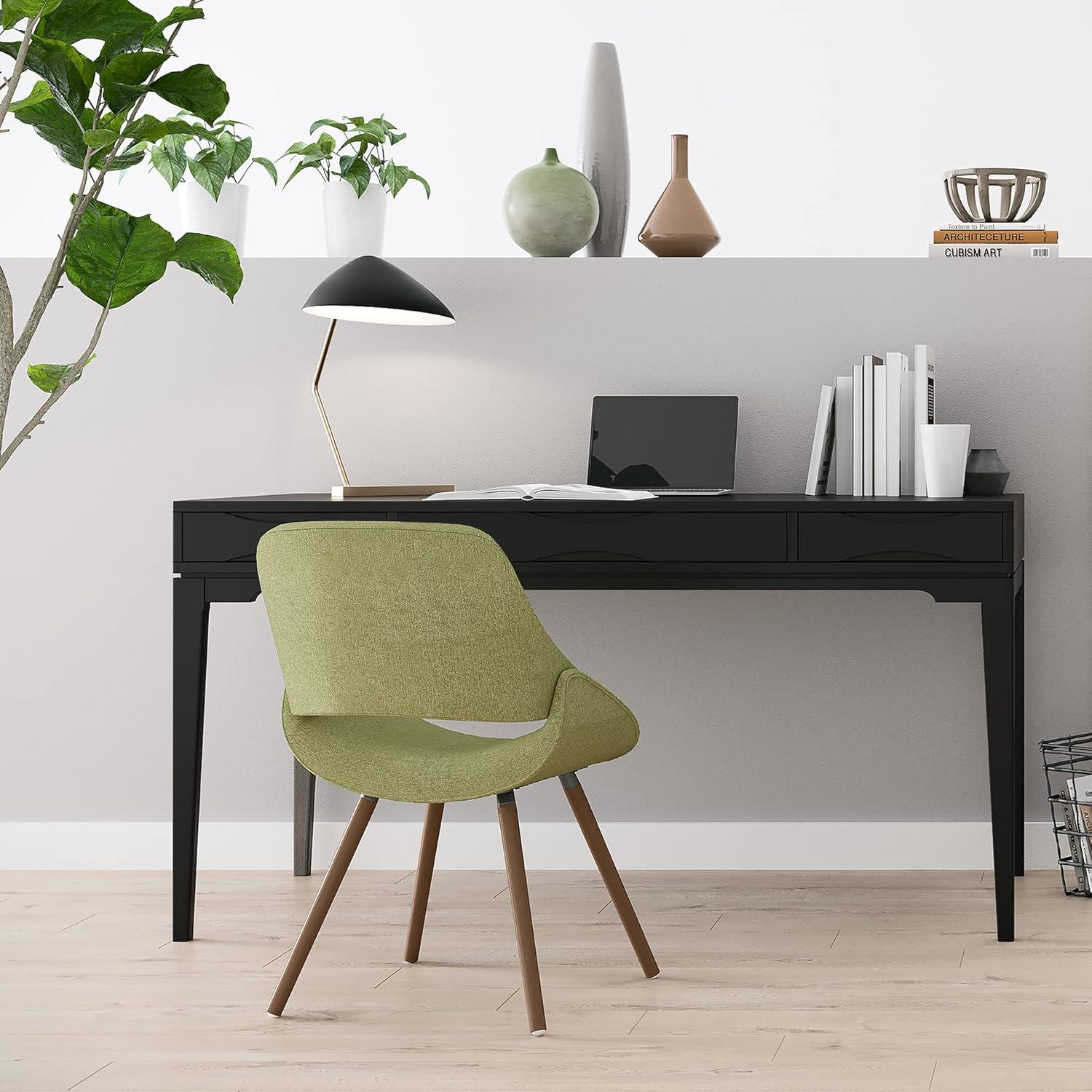 Simpli Home Harper Solid Wood Desk, Contemporary Style with Keyboard Tray and Storage