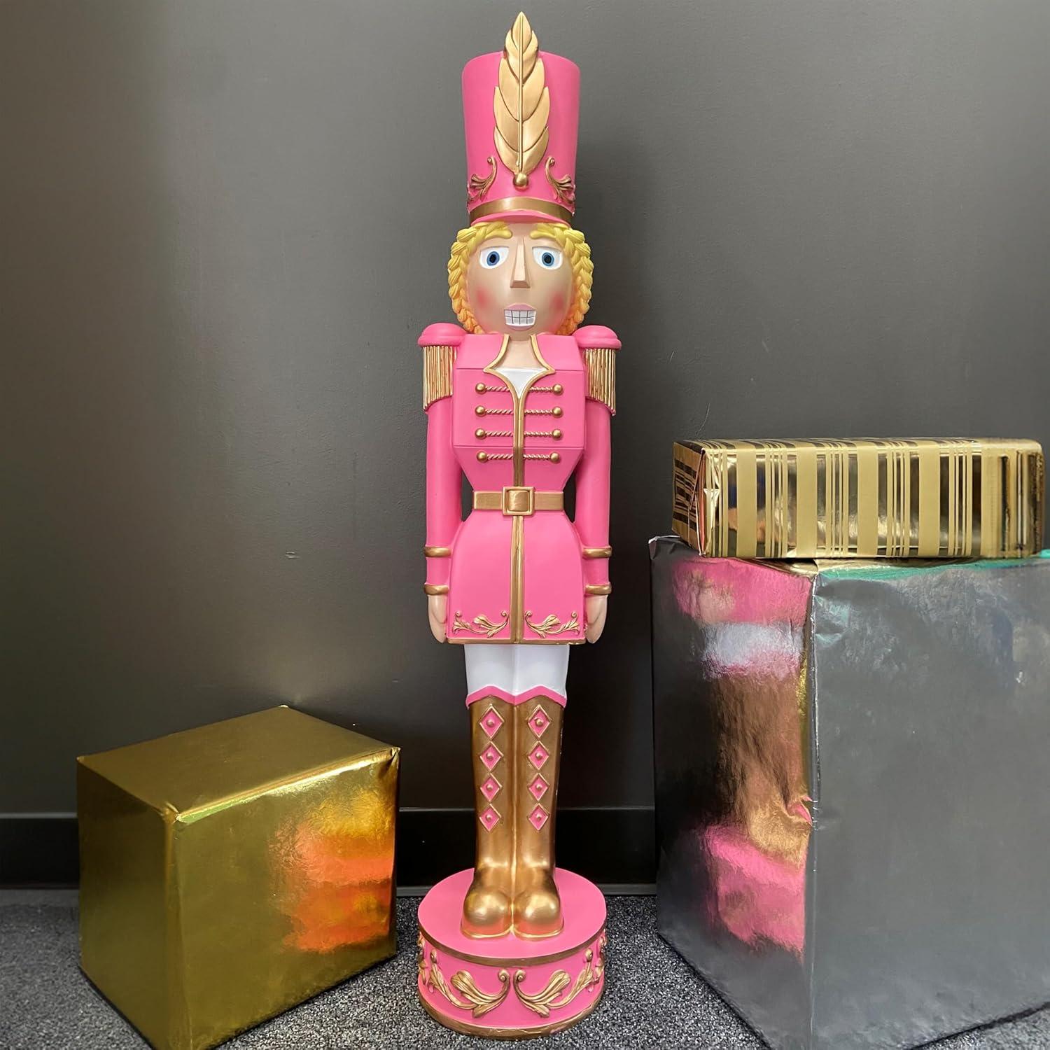 Haute Decor 37" Christmas Female Nutcracker Pink/Gold - Solid Resin Construction