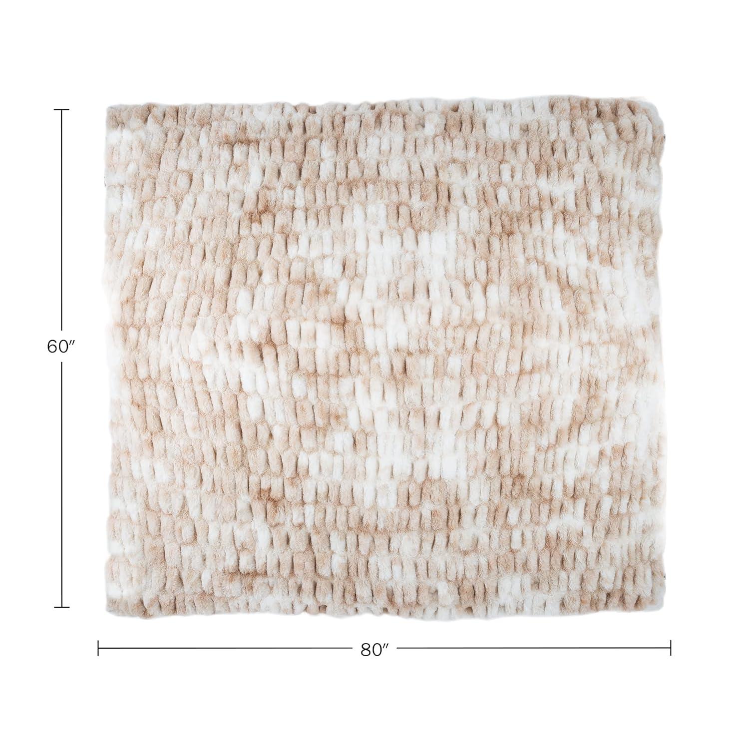 Lavish Home Oversized Ruched Faux Fur Blanket - 60x80-Inch Jacquard Faux Fur Queen-Size Throw for Sofas and Beds - Luxurious Bedding by Lavish Home