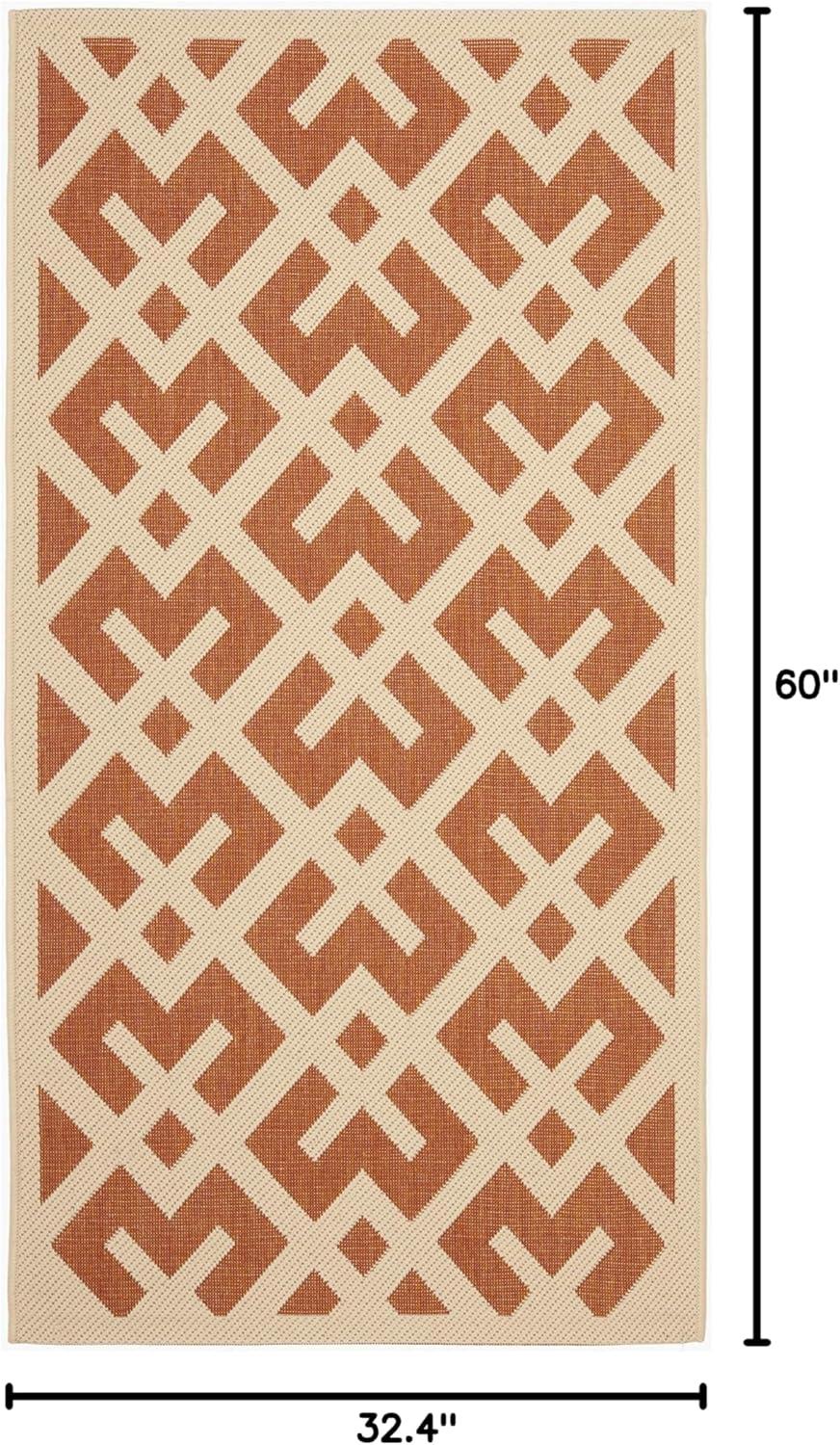 Terracotta and Bone Chic Indoor/Outdoor Area Rug, 31x4