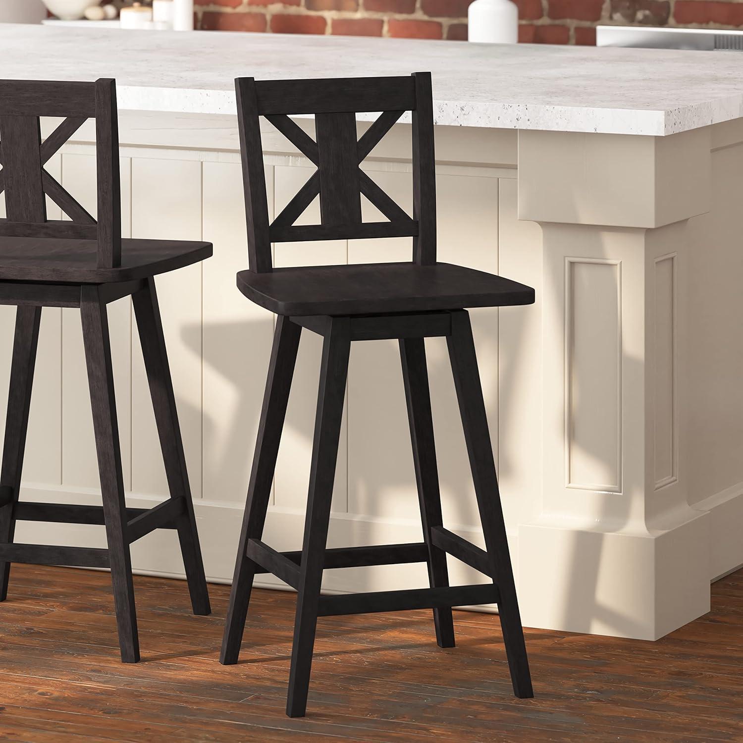 Taylor & Logan Bakersville Modern Farmhouse Wooden Swivel Bar and Counter Stool