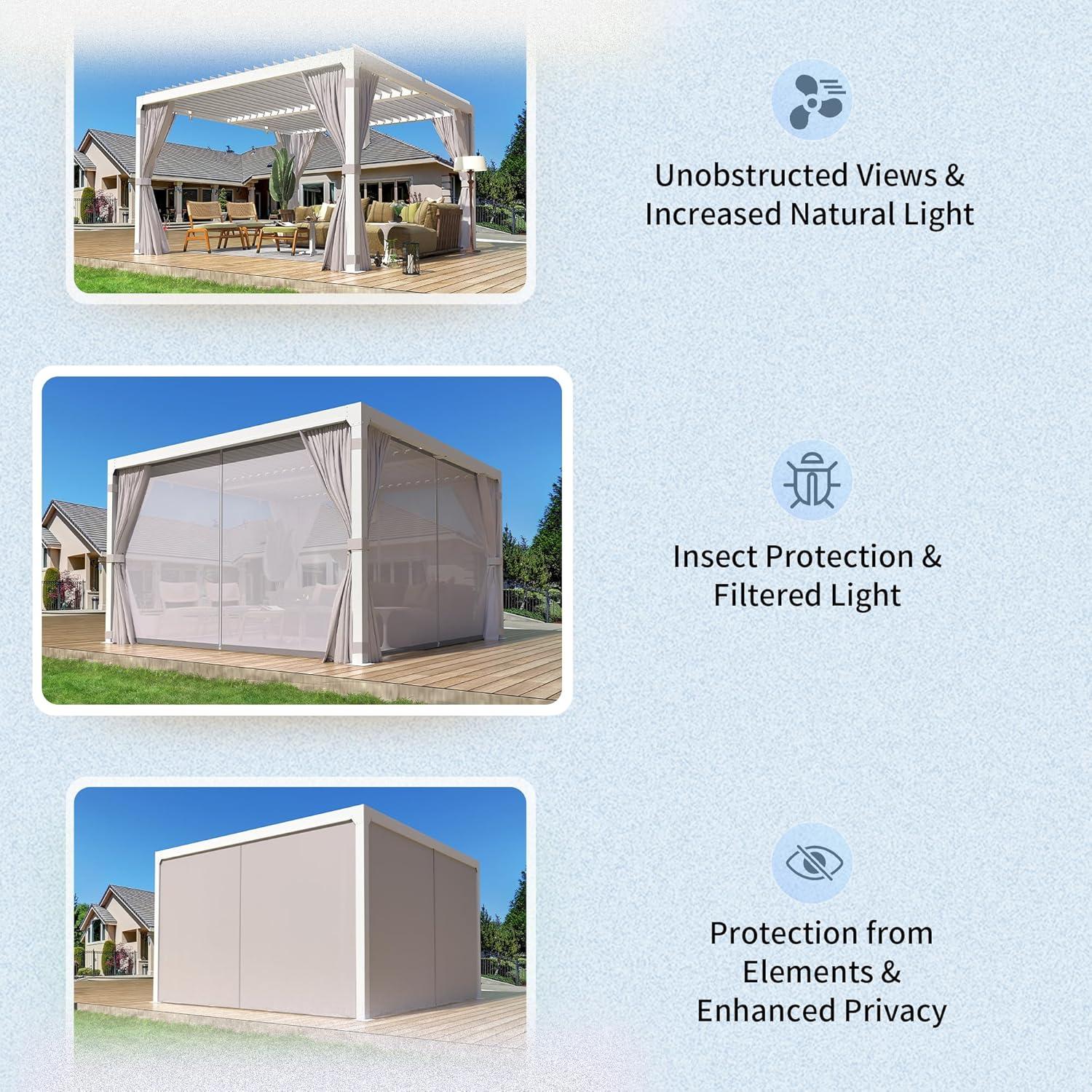 Erommy  Outdoor Louvered Pergola Gazebo with Adjustable Aluminum Rainproof Roof 10'x10' - White