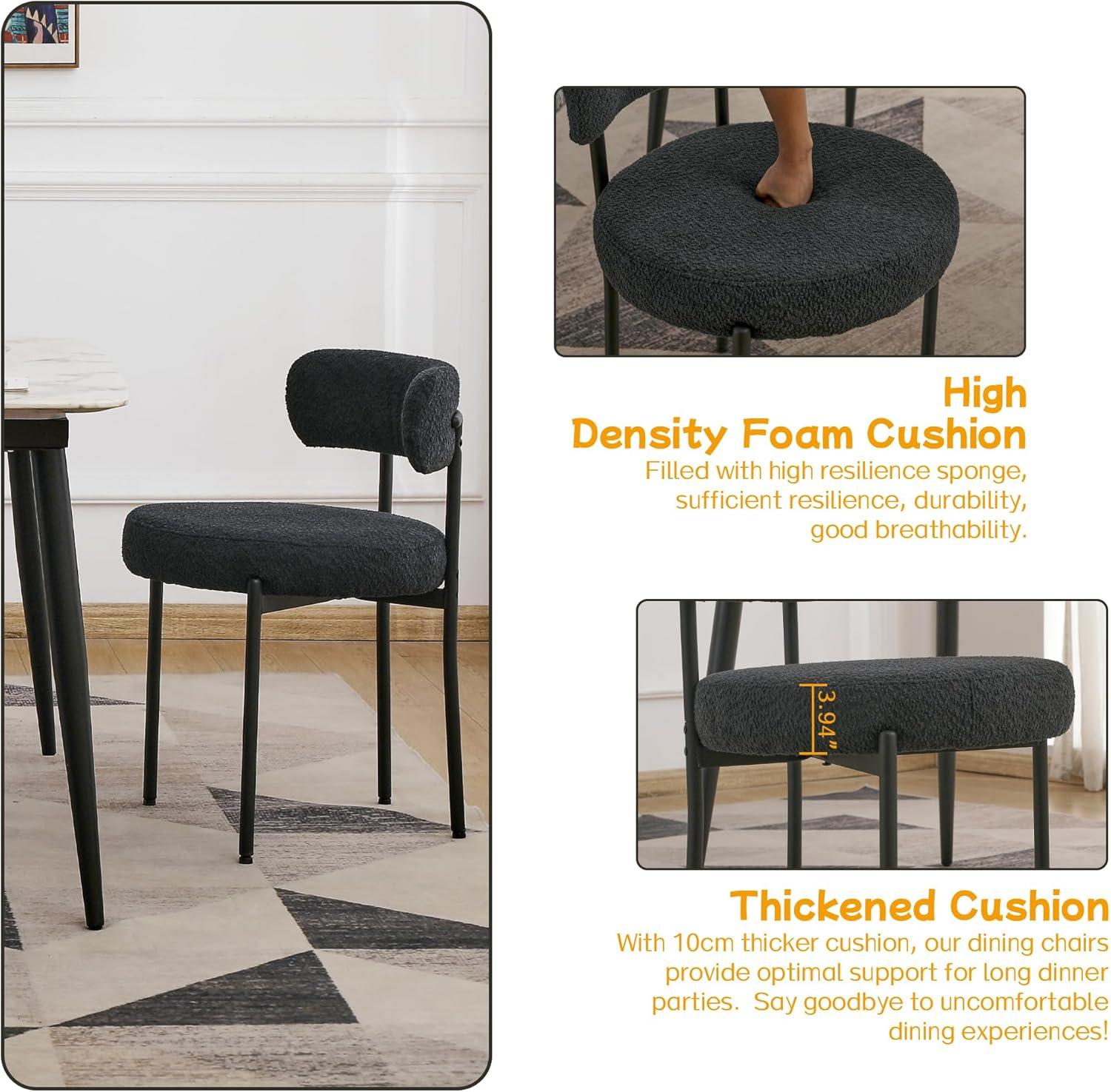 XINMICS White Dining Chairs Boucle Dining Room Chair Set of 2