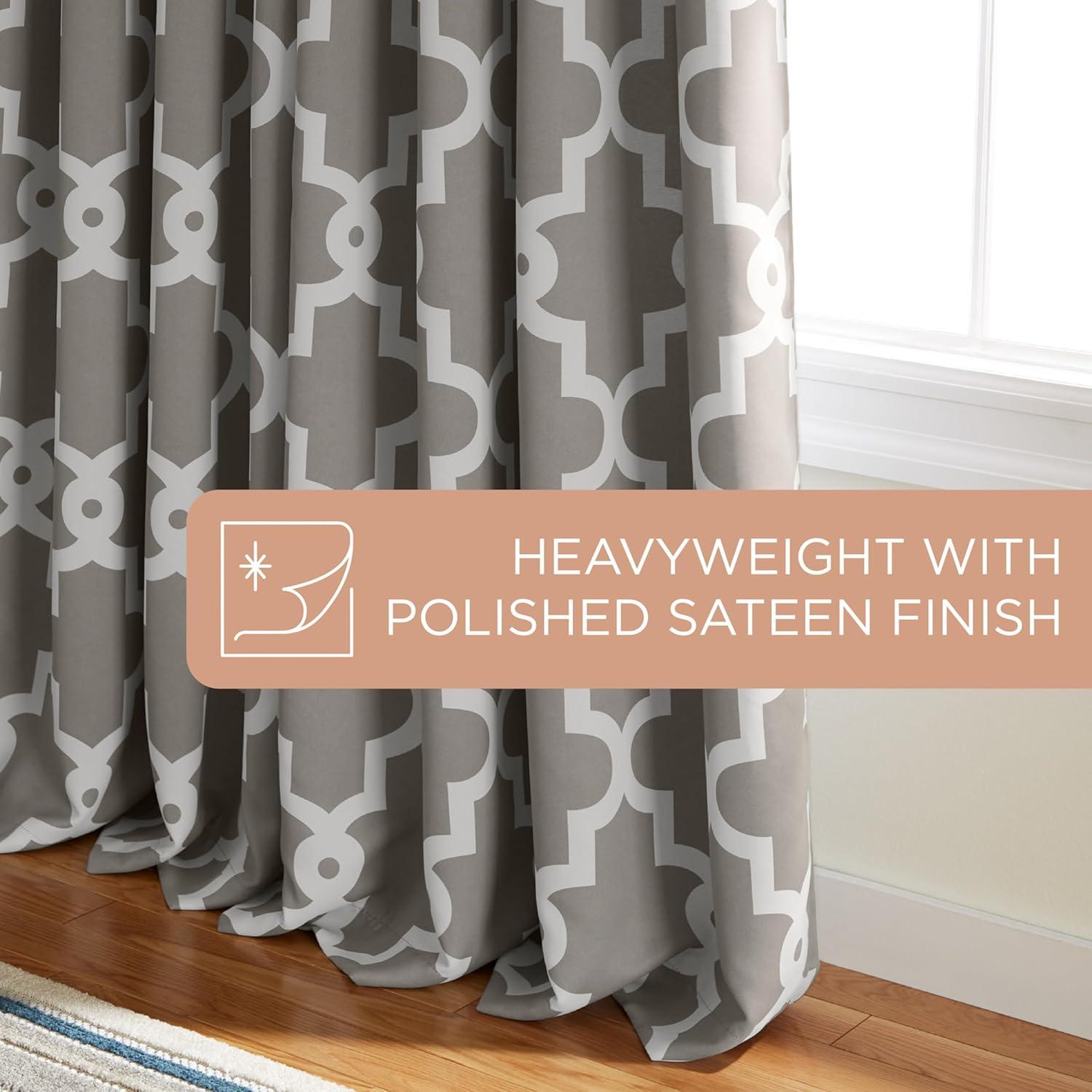 Set of 2 Ironwork Sateen Woven Room Darkening Window Curtain Panels - Exclusive Home