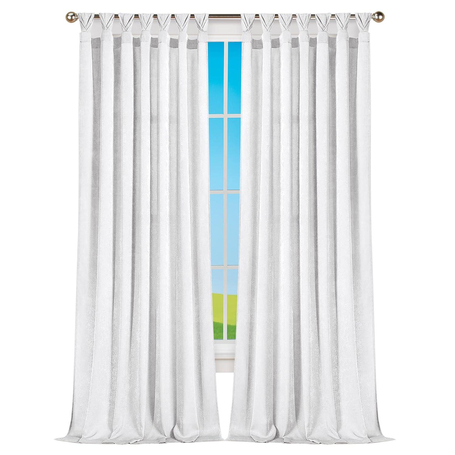 Achim Home Furnishing: Peri Window Curtain Panels with Tulip Tab Top, White, 52" x 84"