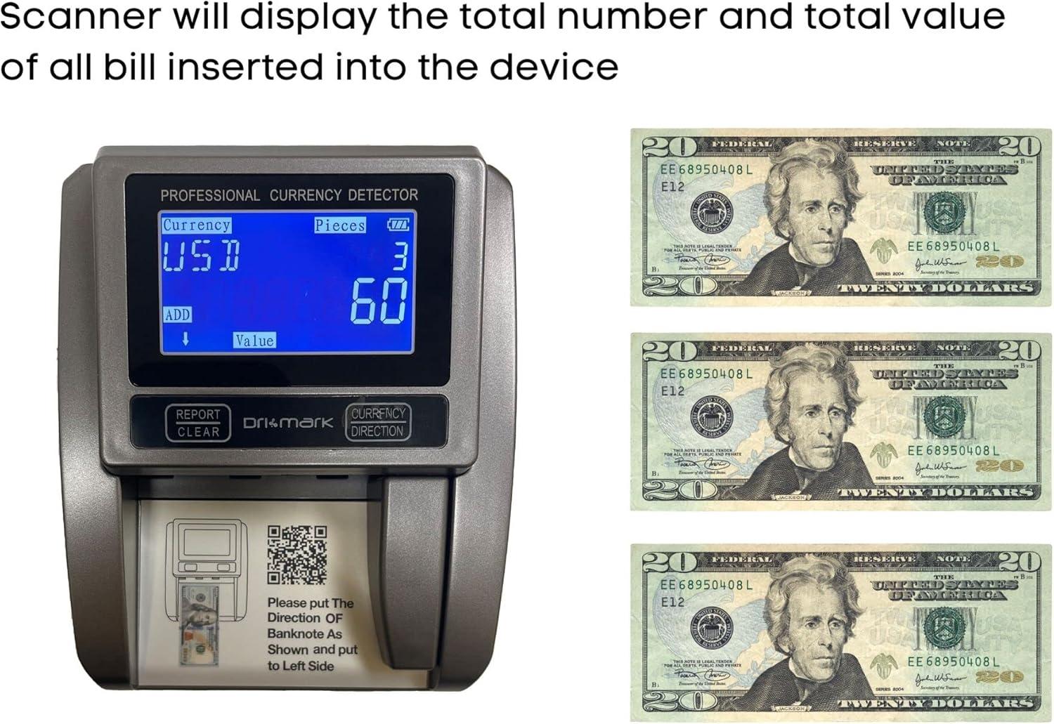 Compact Gray Portable Counterfeit Detector Machine with LCD Display