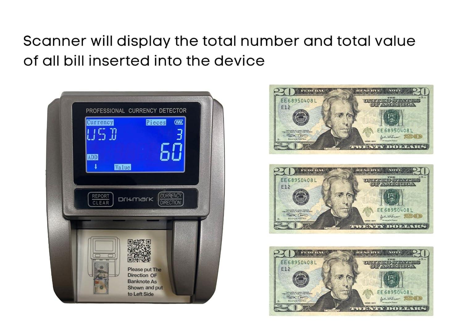 Compact Gray Portable Counterfeit Detector Machine with LCD Display