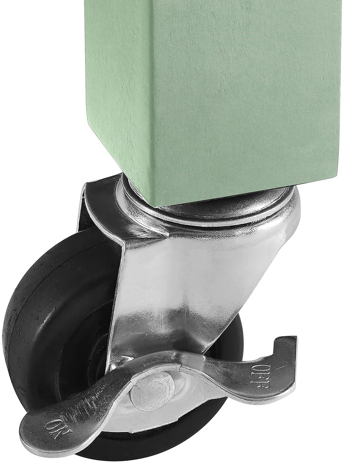 Savannah Wood Top Drop Leaf Kitchen Island/Cart Mint - Crosley: Adjustable Shelves, Spice Rack, Caster Wheels