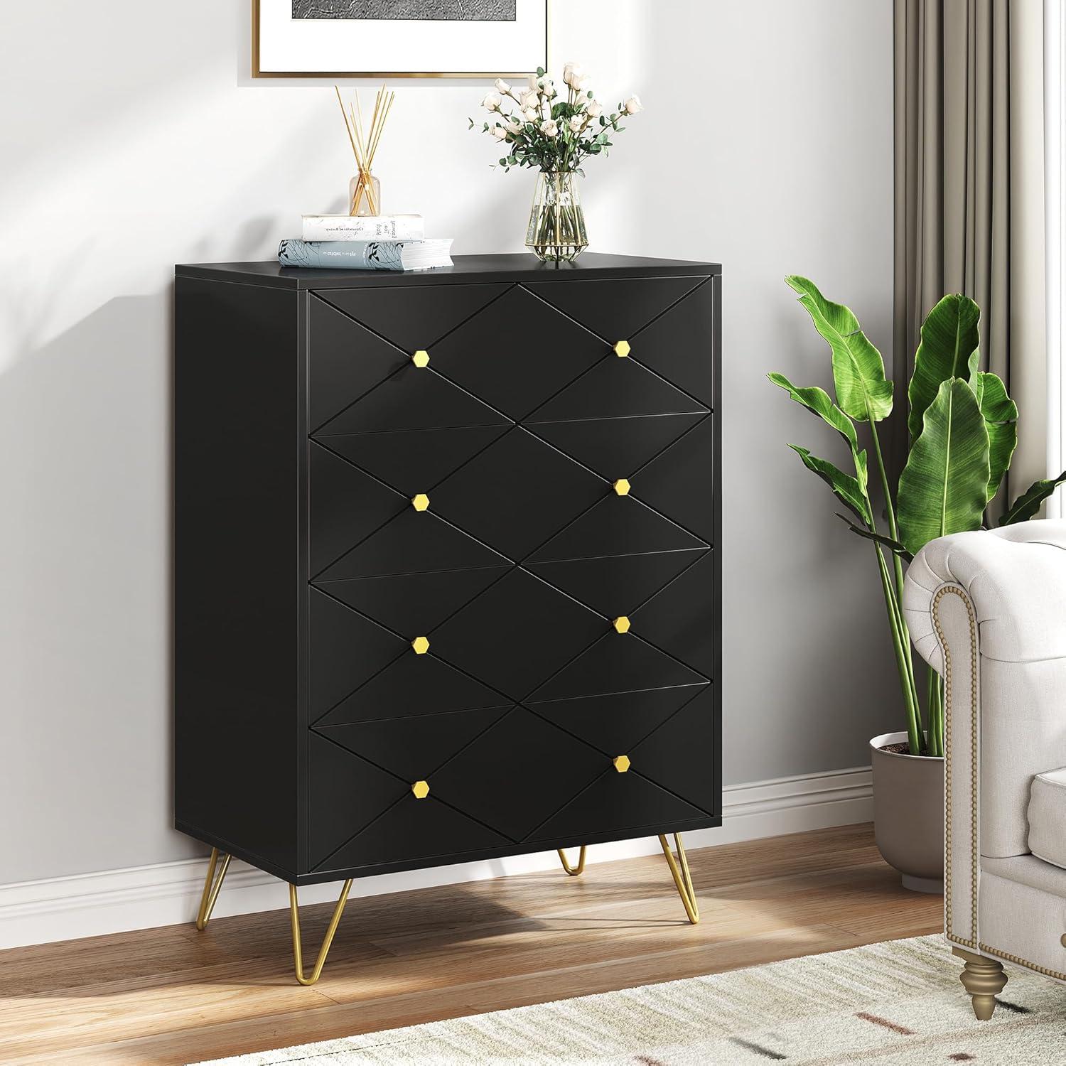 3 Drawer Dresser, 32 inch Tall and Wider Modern Closet Dressers Chest of Drawers with Waveform Fluted Panel, Wood Storage Dresser Organizer for Dorms, Flats, Living Rooms, Hallways, Natural Oak