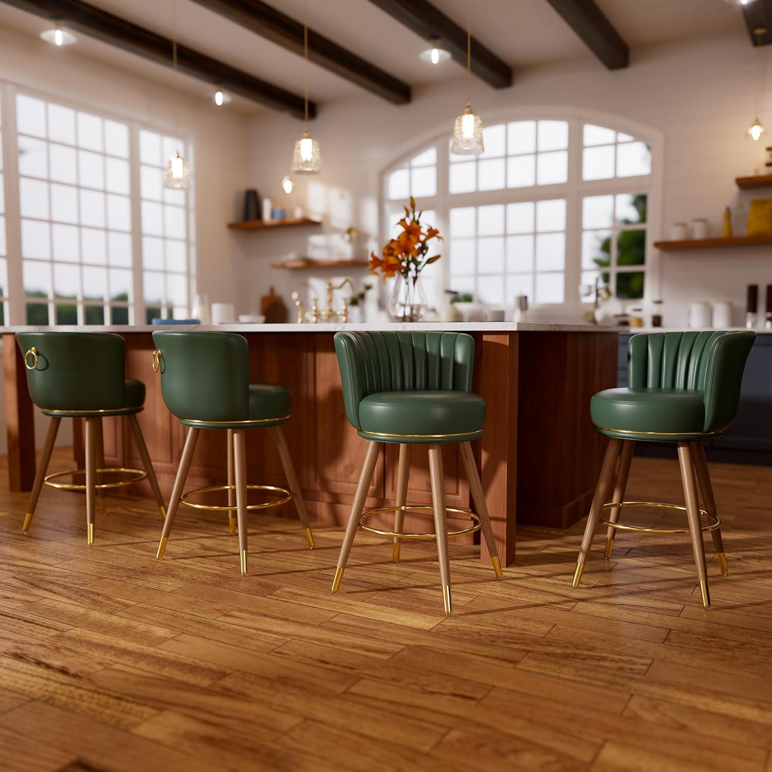 Everly Quinn Anneli Swivel 24'' Swivel Counter Height Bar Stools Counter Stools for Kitchen Island